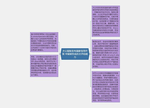 大公国际发布国家信用评级 中国望形成自主评估能力