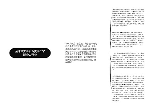 全球最大海尔专卖店在宁阳盛大开业