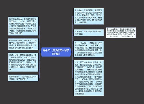 雾中天：用诚信卖一辈子的好茶