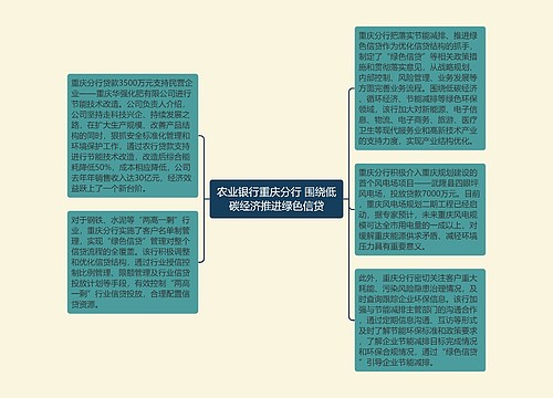 农业银行重庆分行 围绕低碳经济推进绿色信贷