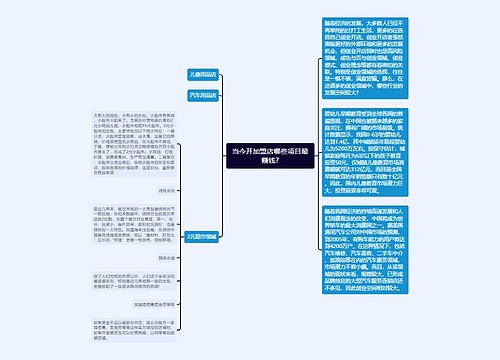 当今开加盟店哪些项目最赚钱?