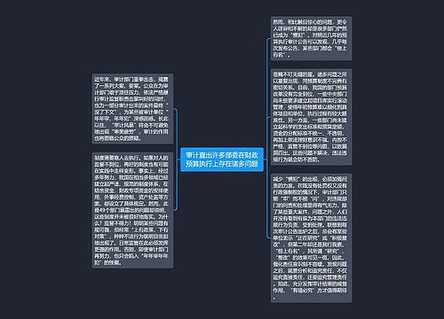 审计查出许多部委在财政预算执行上存在诸多问题