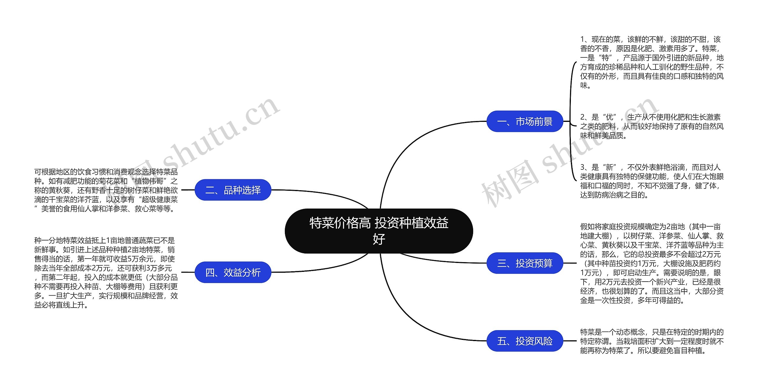 特菜价格高 投资种植效益好思维导图