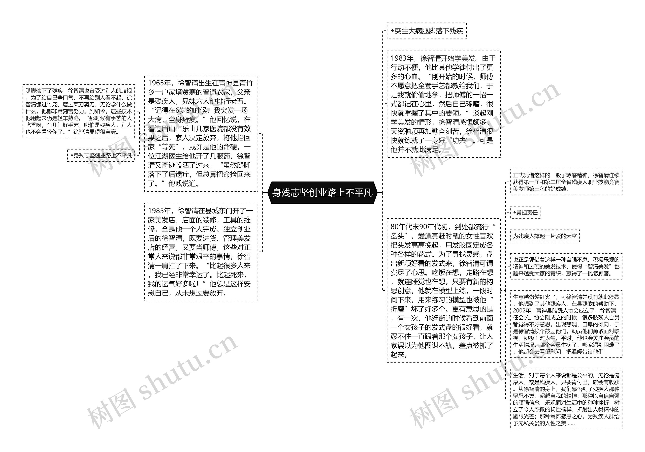 身残志坚创业路上不平凡思维导图