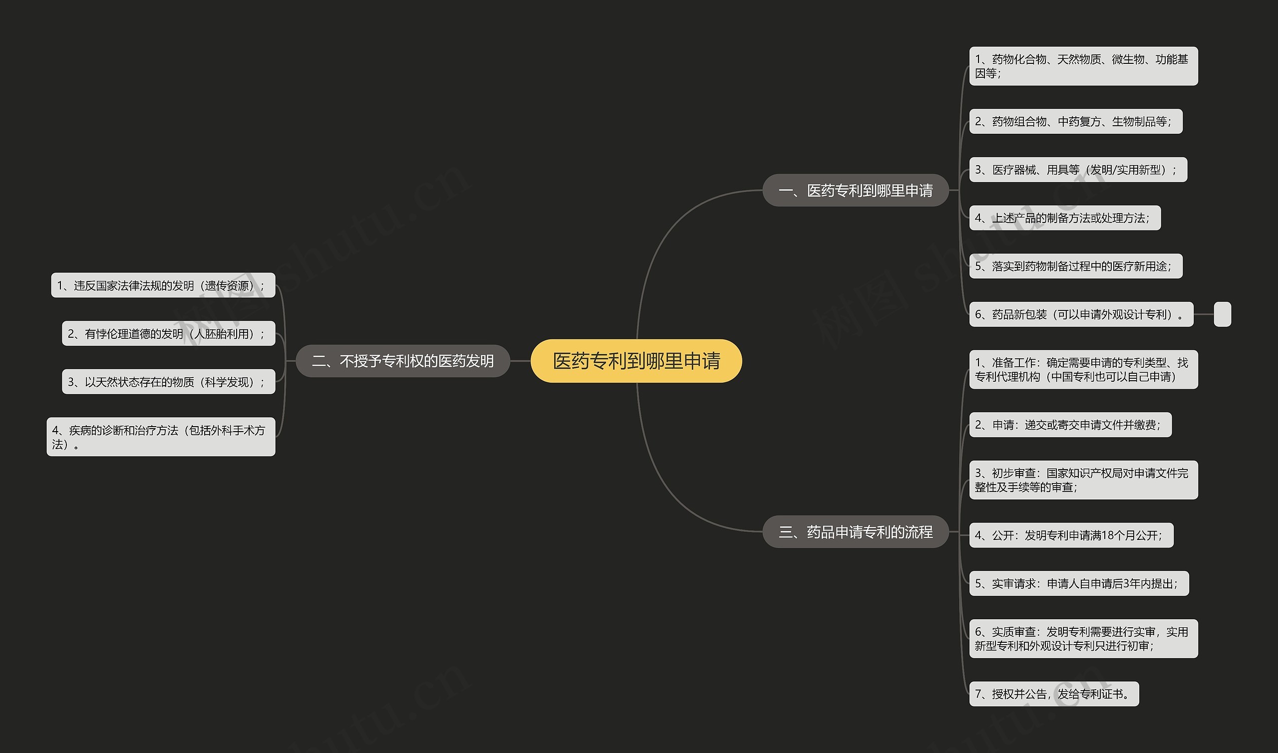 医药专利到哪里申请思维导图
