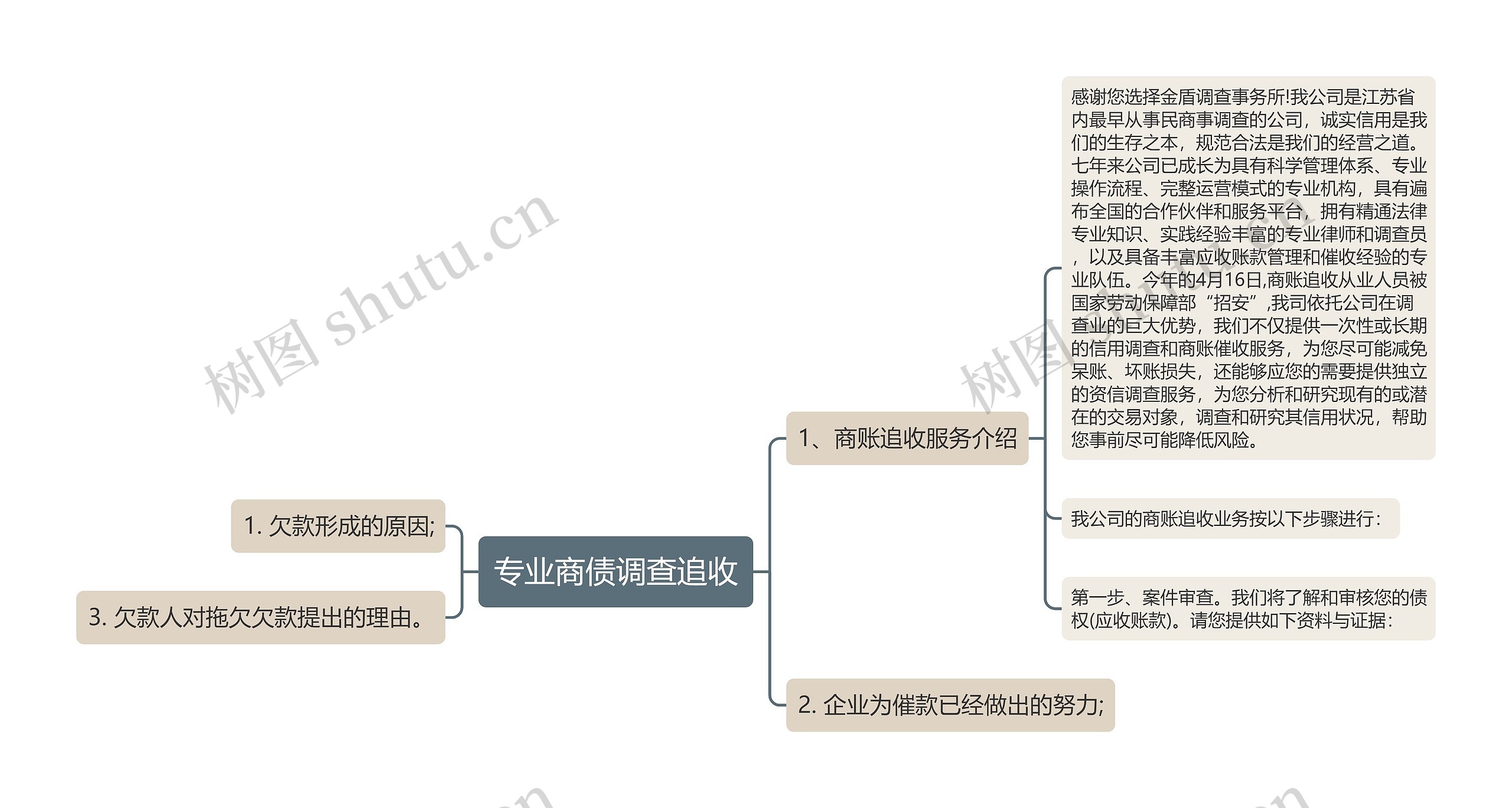 专业商债调查追收思维导图