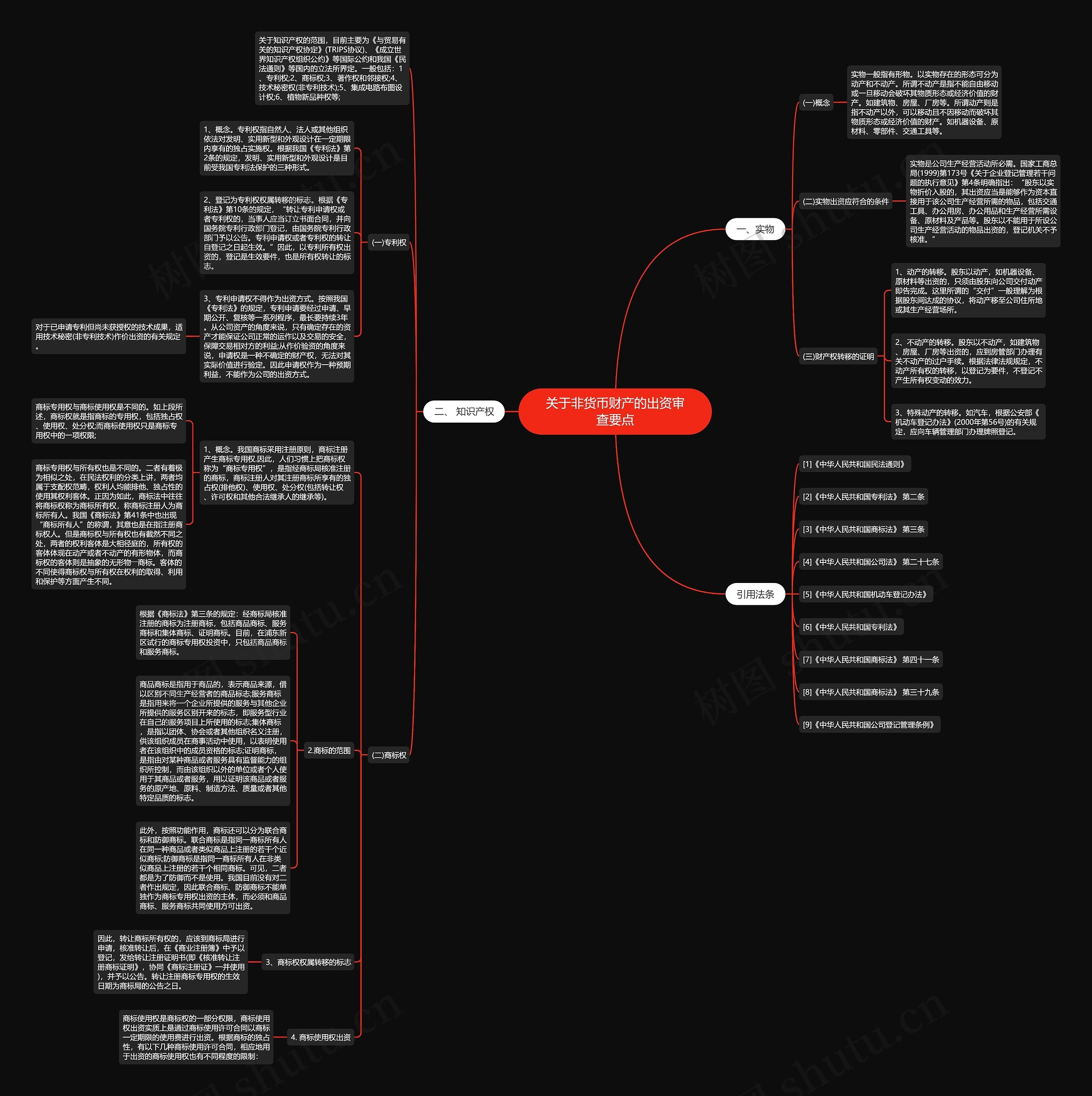关于非货币财产的出资审查要点思维导图
