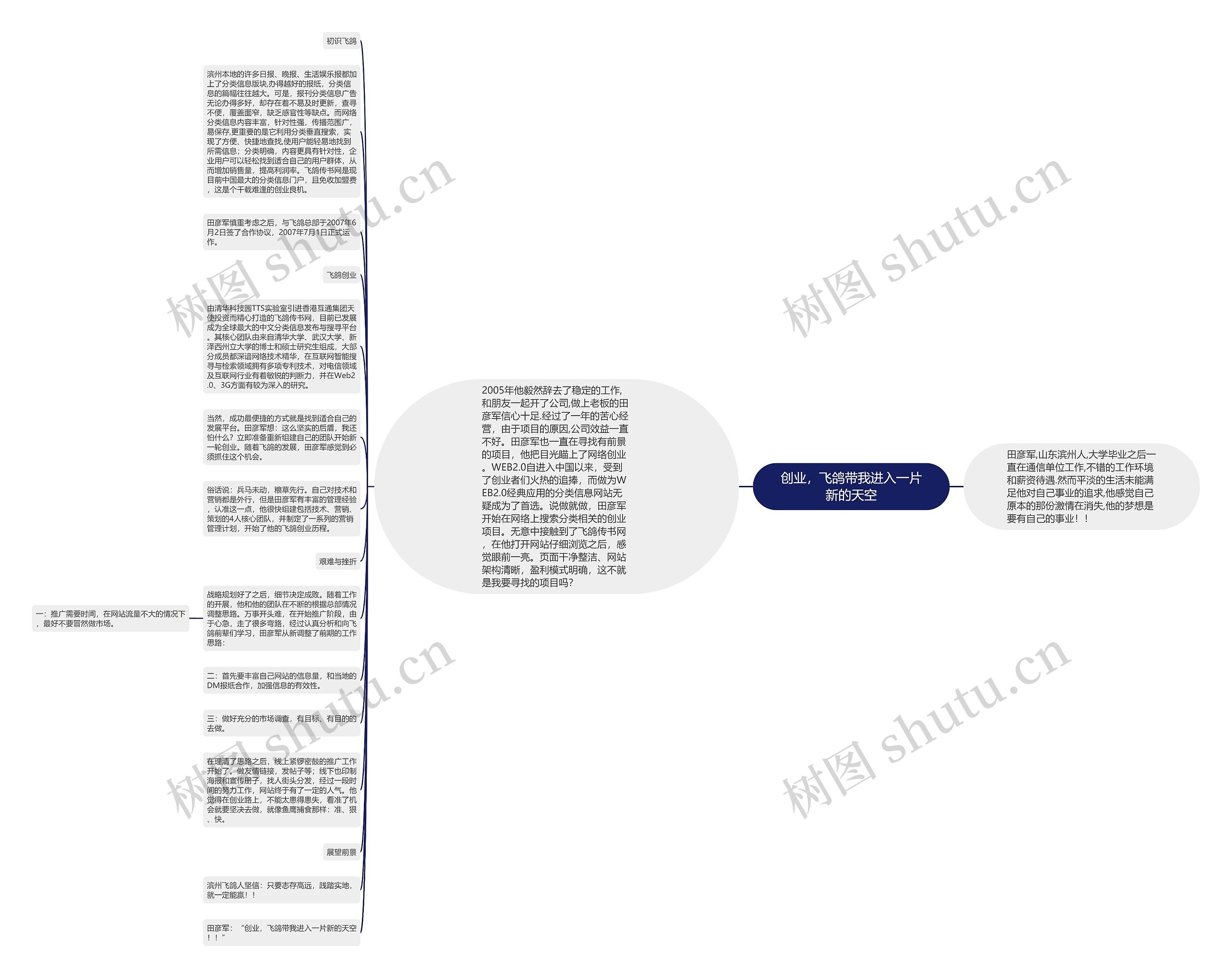 创业，飞鸽带我进入一片新的天空思维导图