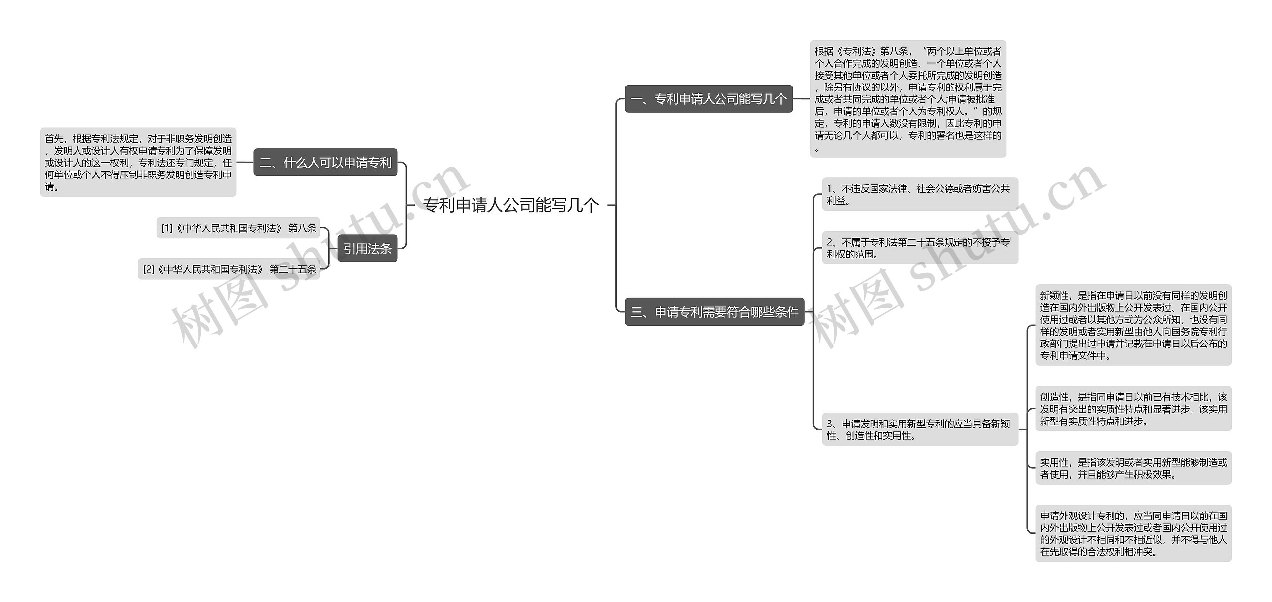 专利申请人公司能写几个思维导图