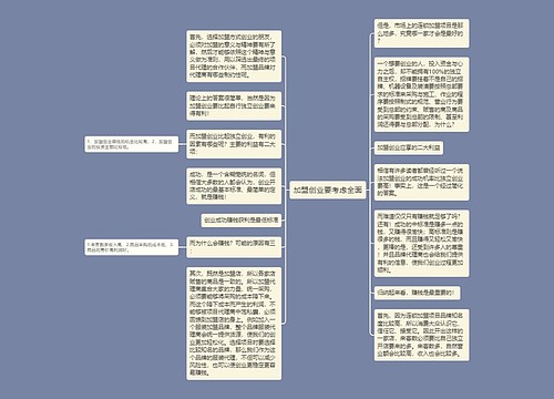 加盟创业要考虑全面