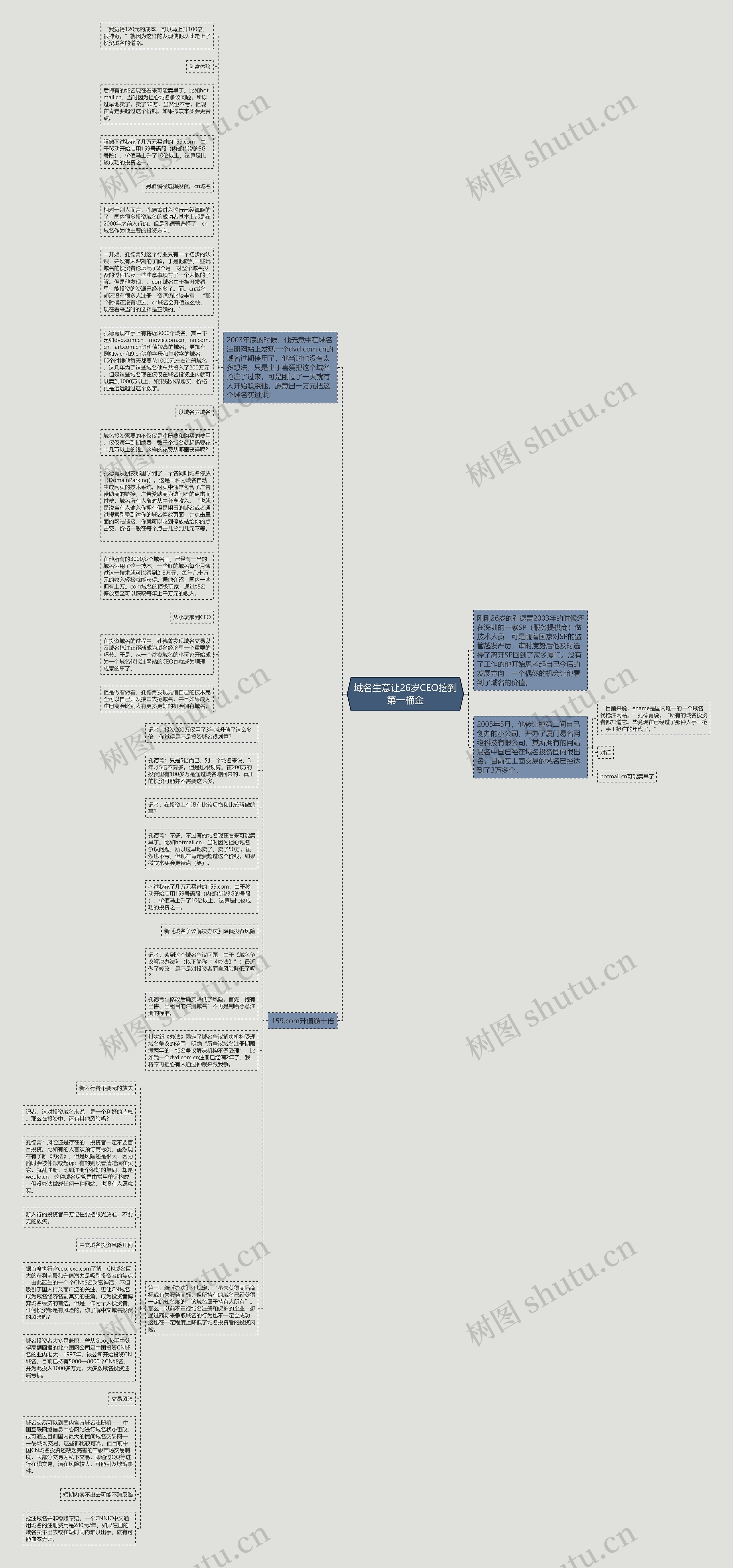 域名生意让26岁CEO挖到第一桶金思维导图