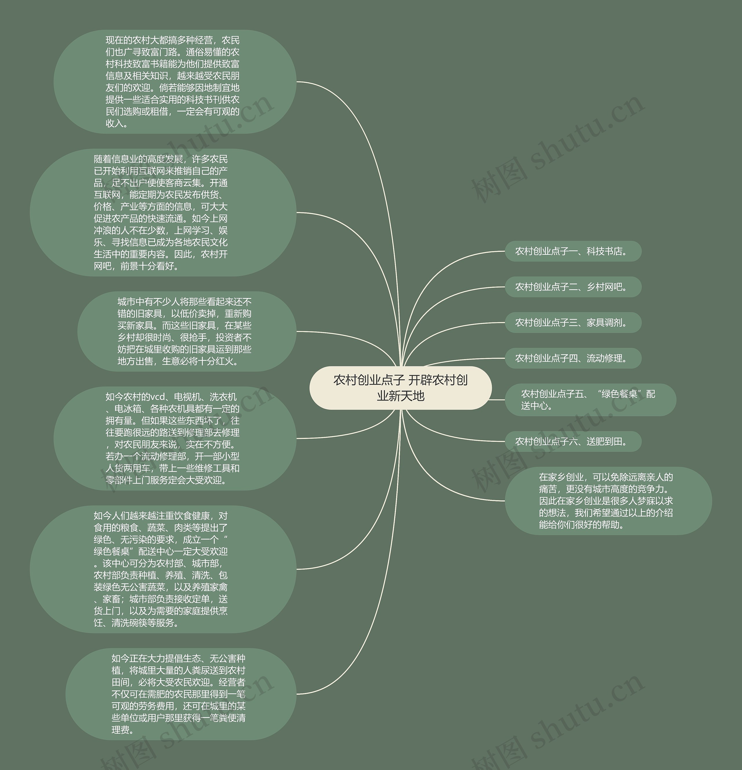 农村创业点子 开辟农村创业新天地思维导图