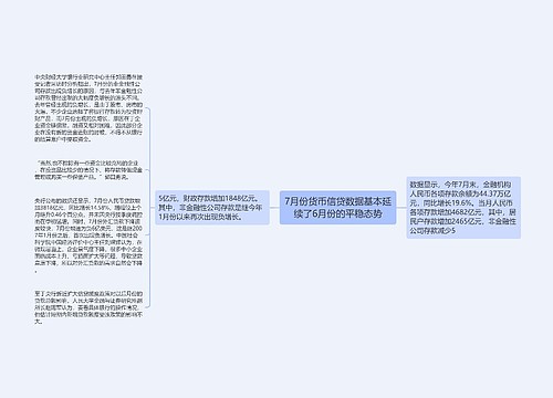 7月份货币信贷数据基本延续了6月份的平稳态势