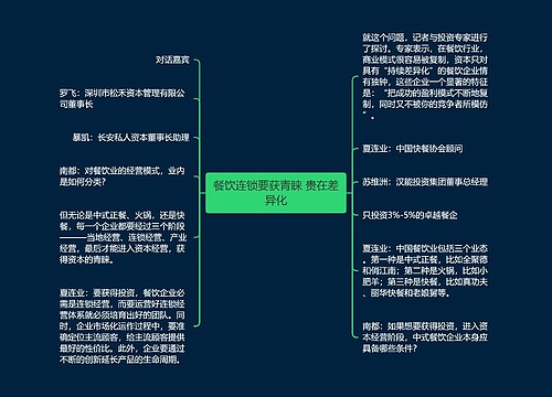 餐饮连锁要获青睐 贵在差异化