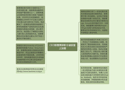 CEO郭儒博辞职令瑞银雪上加霜