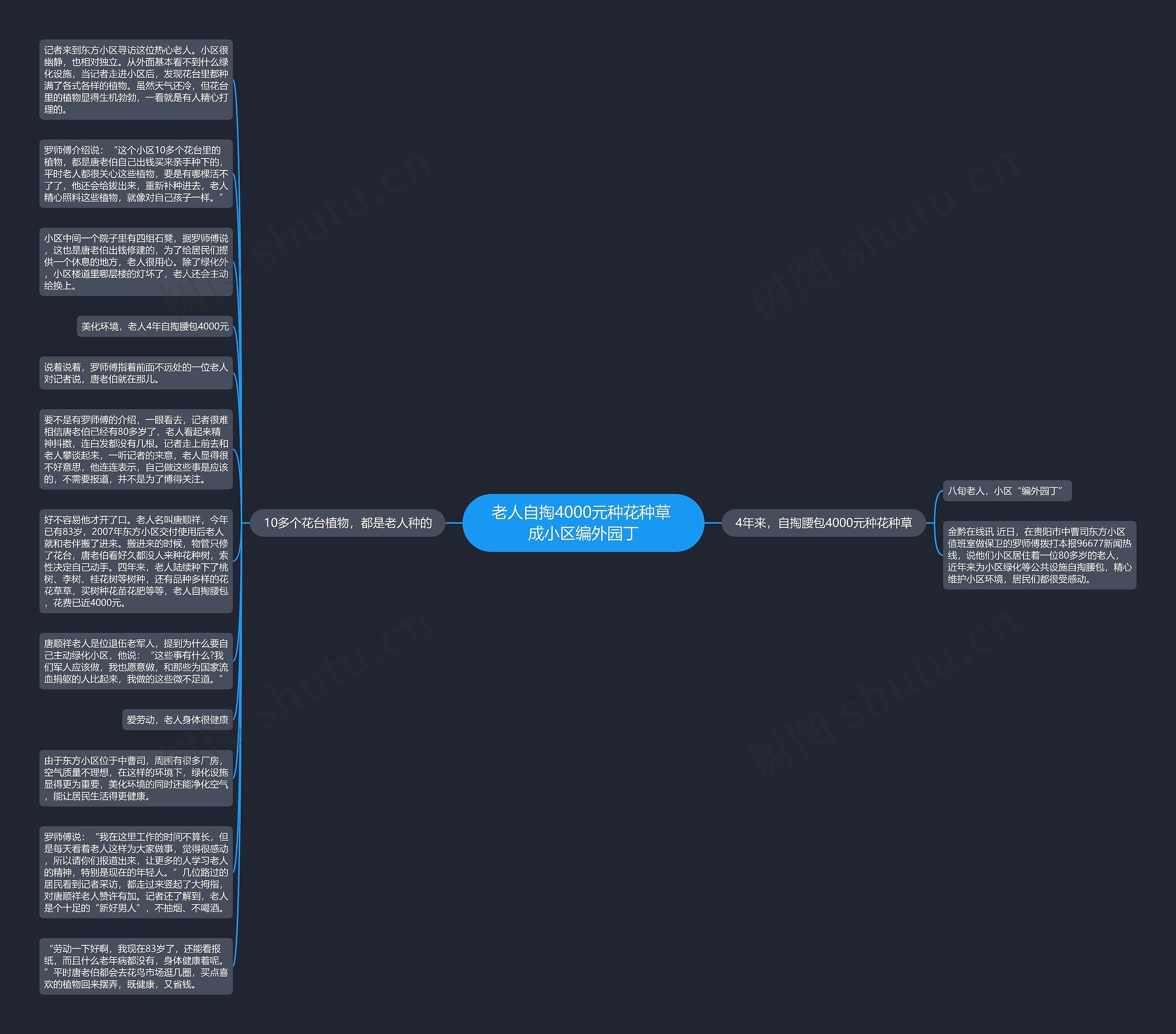 老人自掏4000元种花种草 成小区编外园丁思维导图