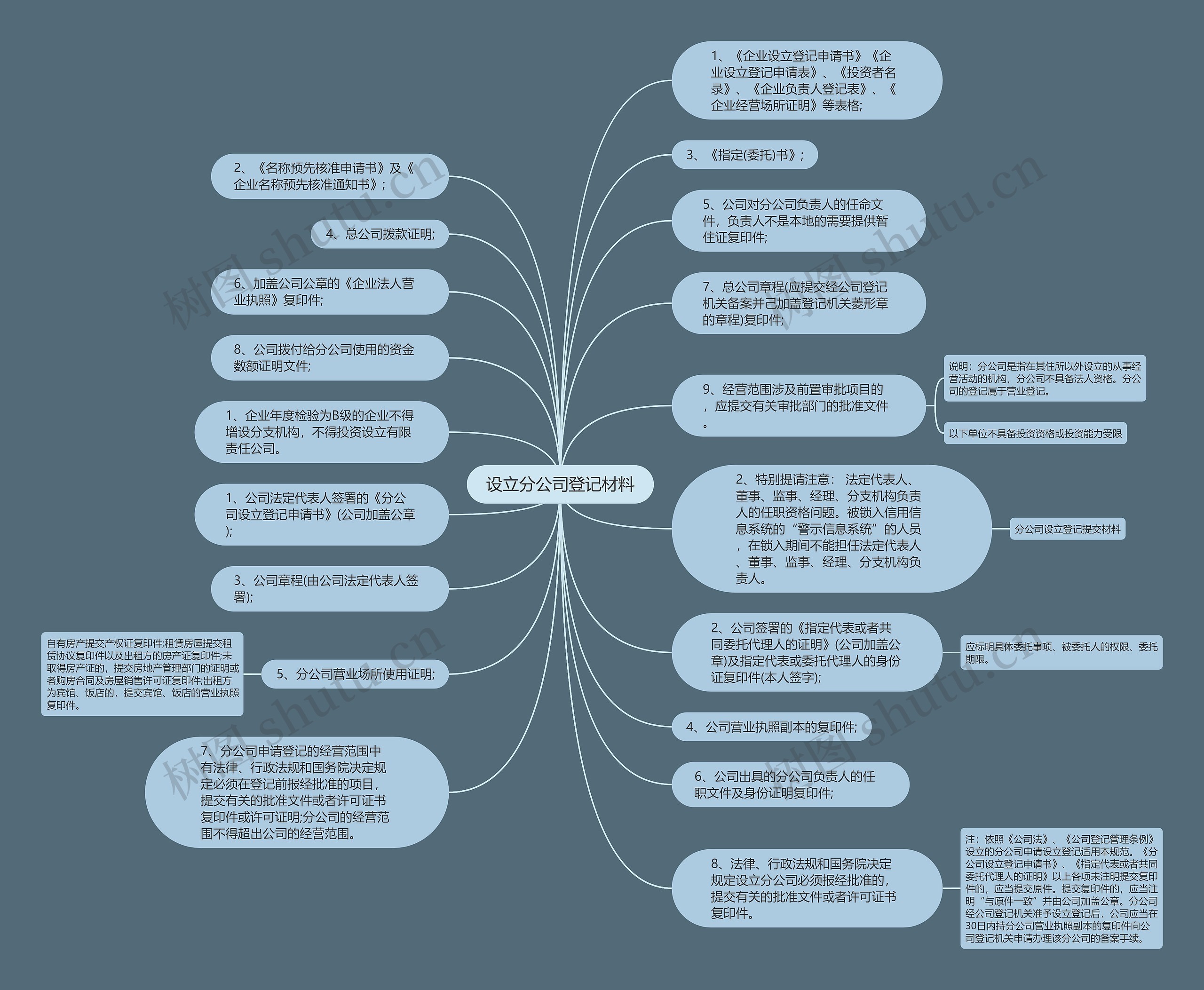 设立分公司登记材料思维导图