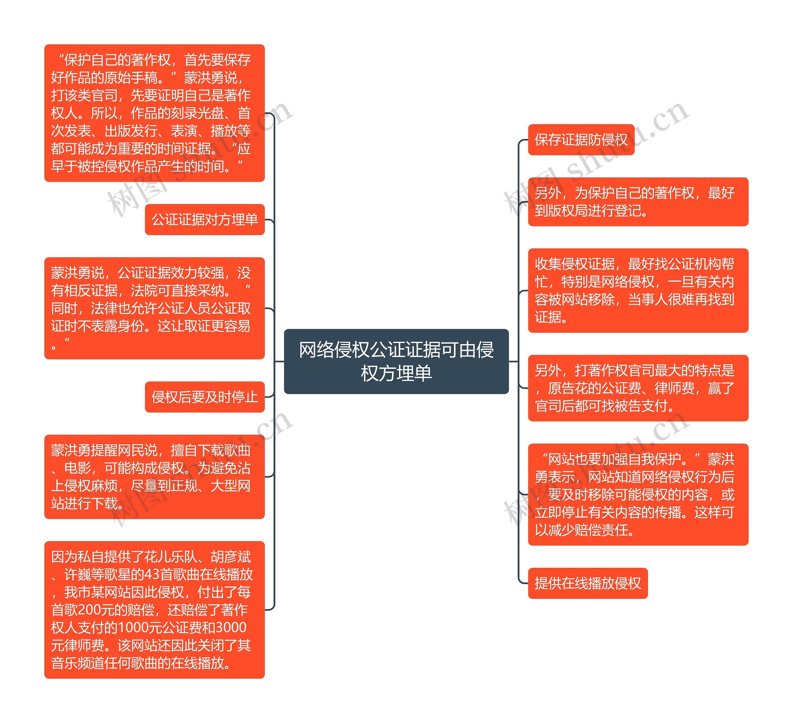 网络侵权公证证据可由侵权方埋单思维导图