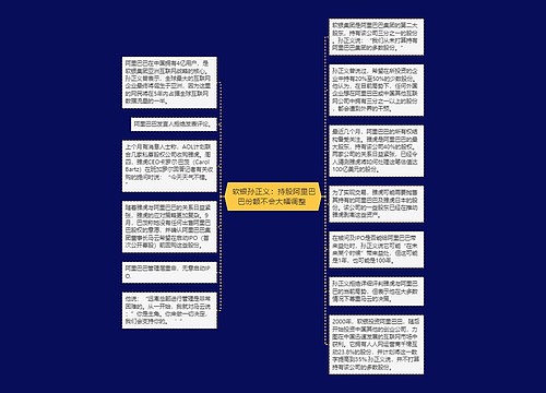  软银孙正义：持股阿里巴巴份额不会大幅调整 