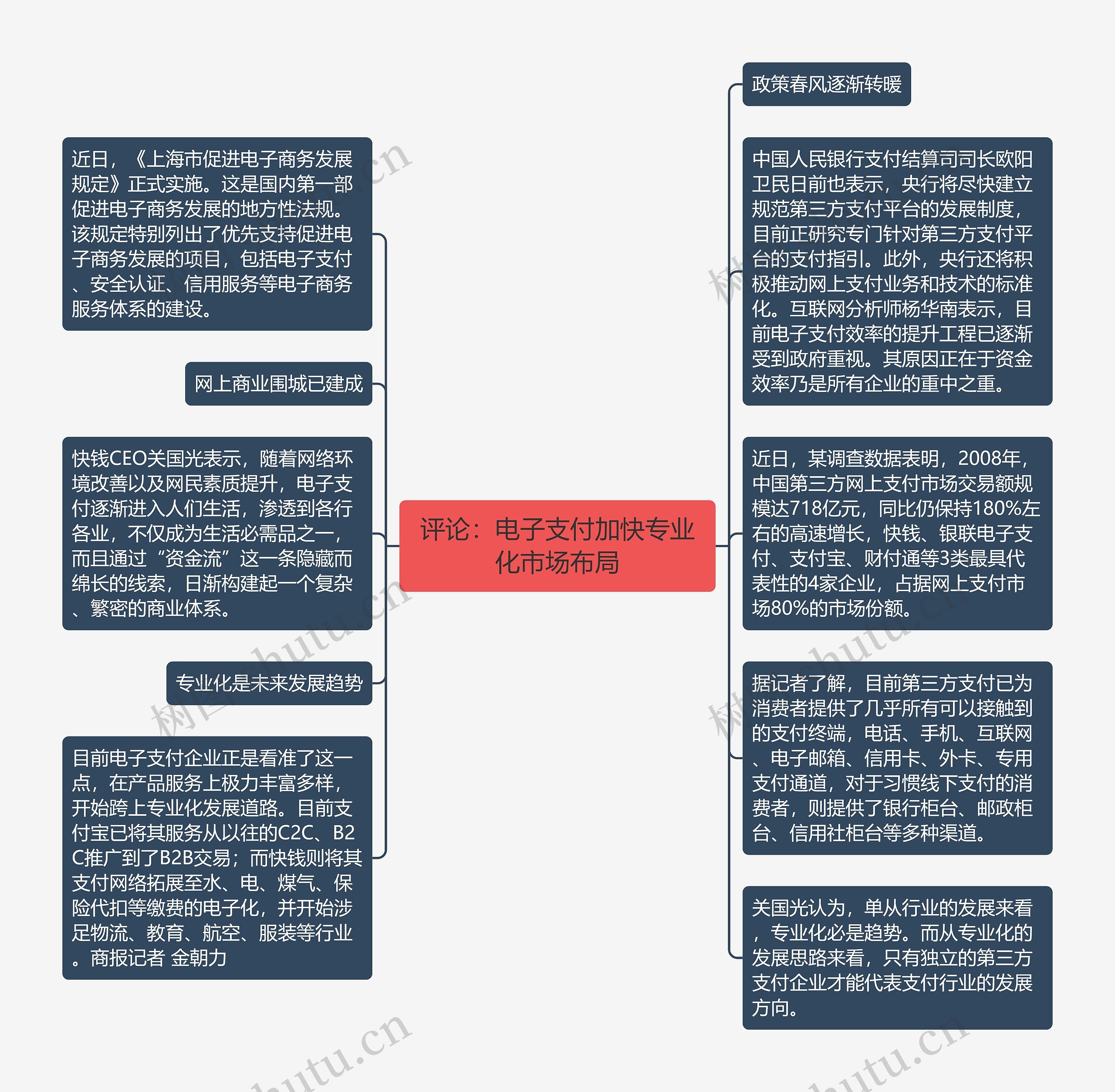 评论：电子支付加快专业化市场布局思维导图