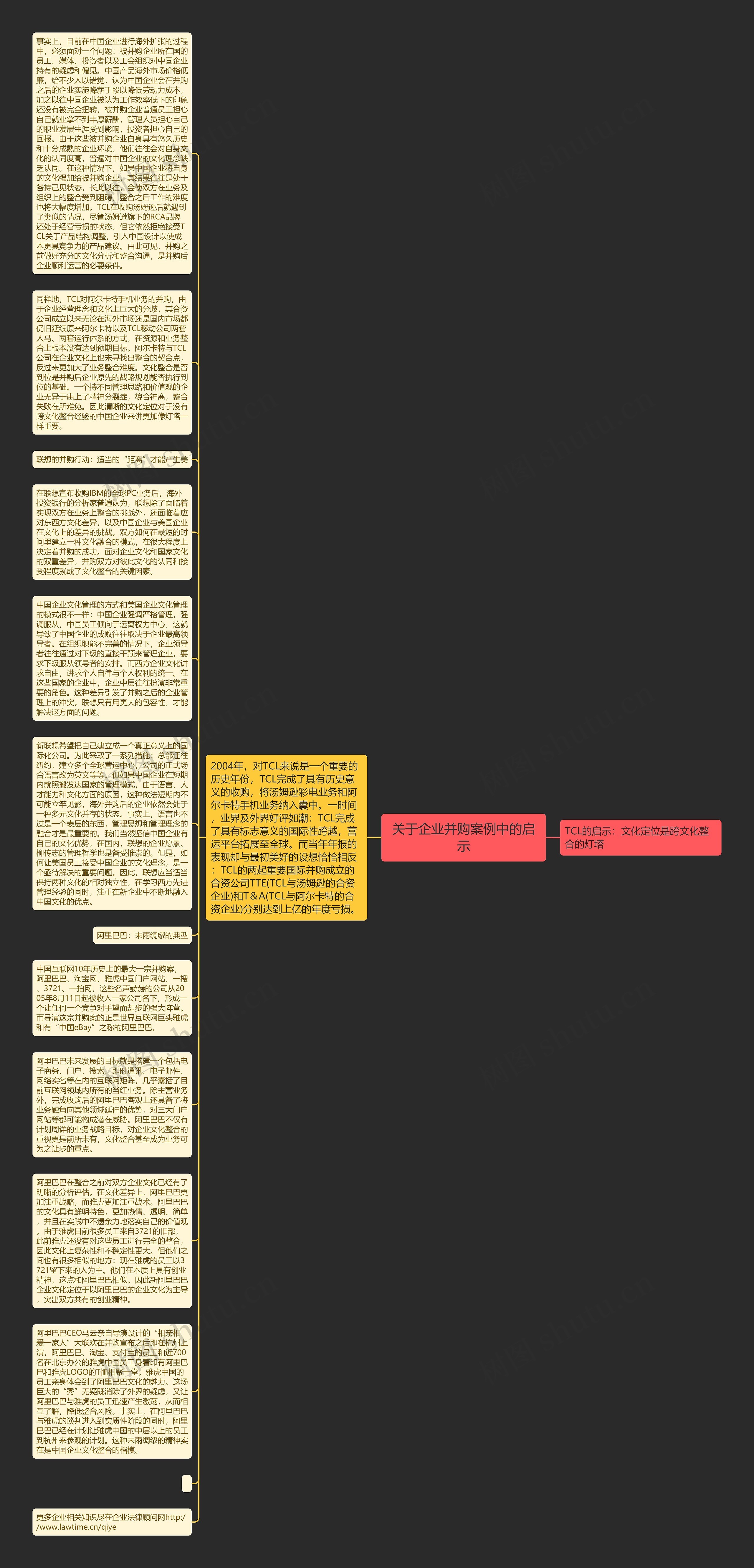 关于企业并购案例中的启示思维导图