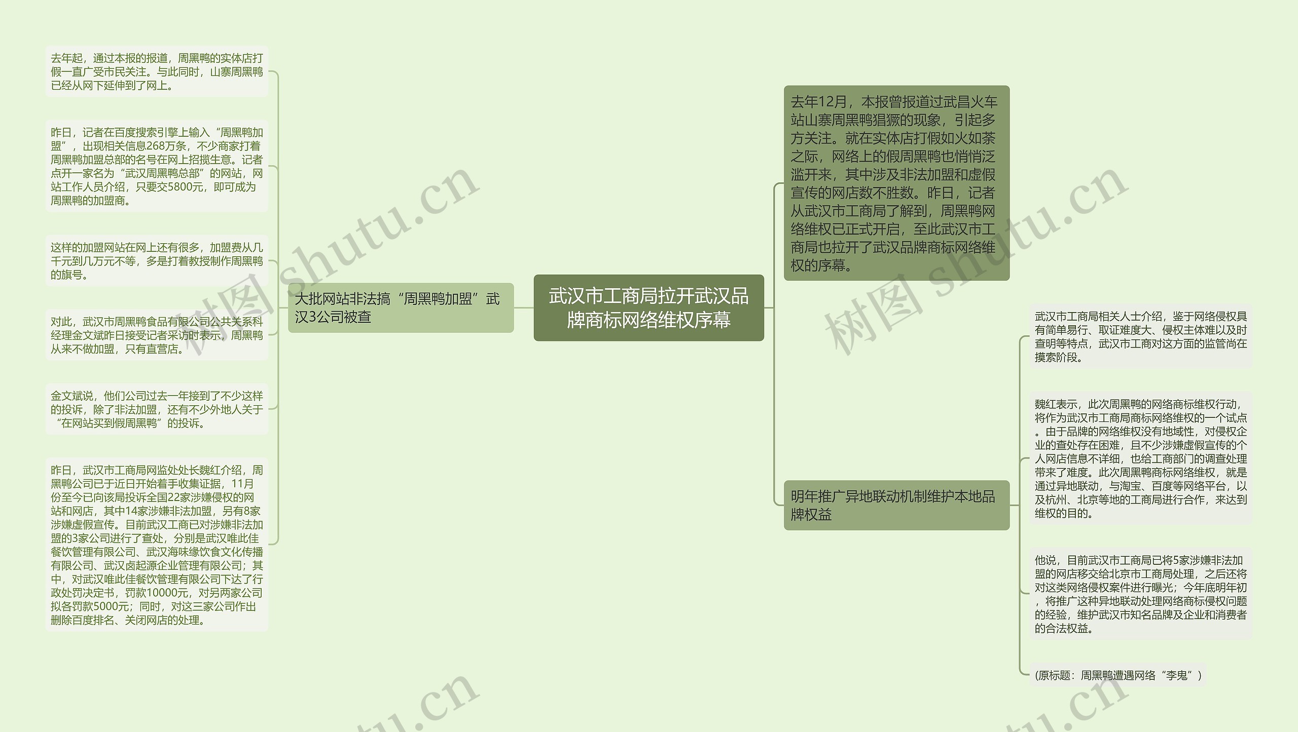 武汉市工商局拉开武汉品牌商标网络维权序幕思维导图