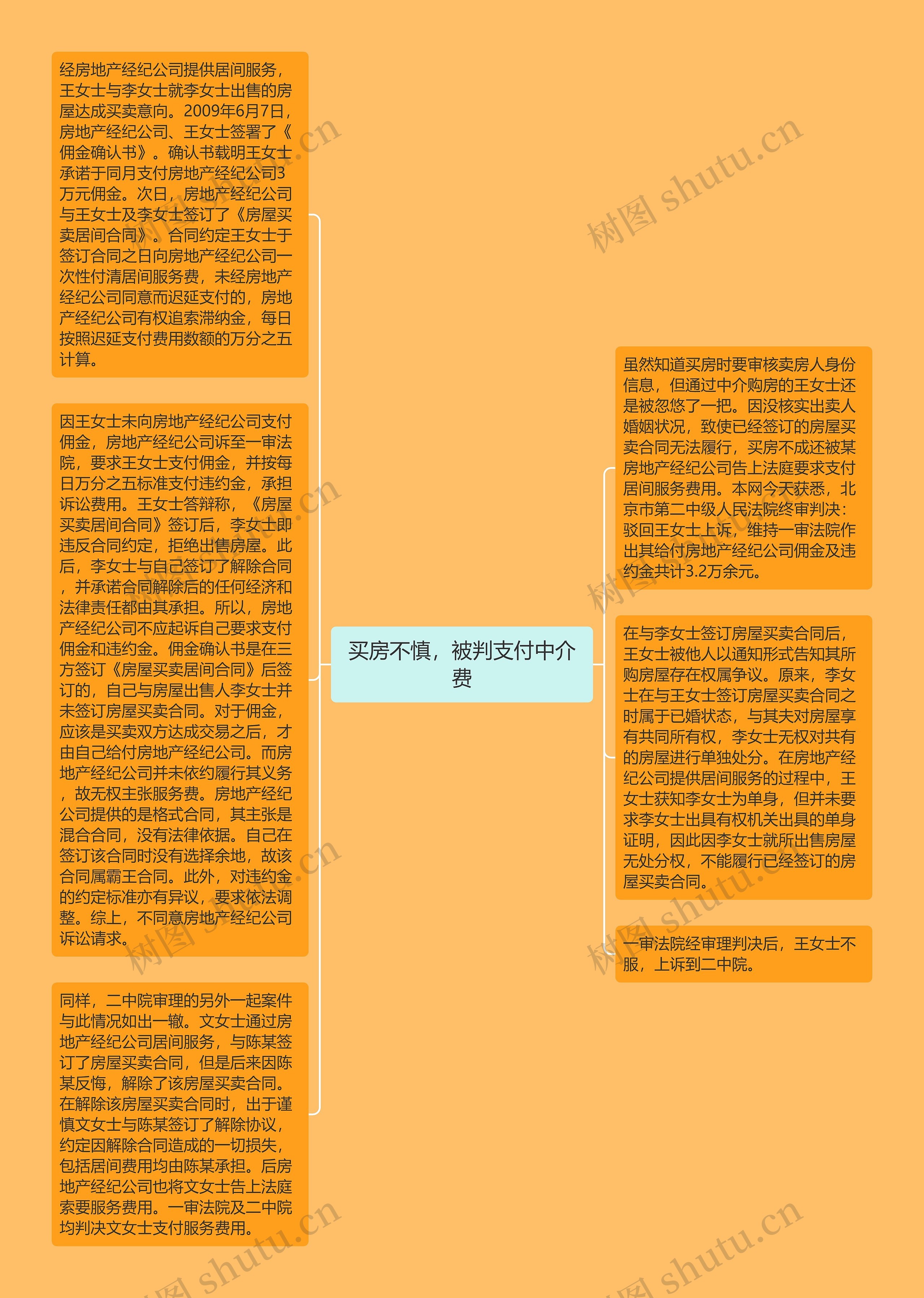 买房不慎，被判支付中介费思维导图