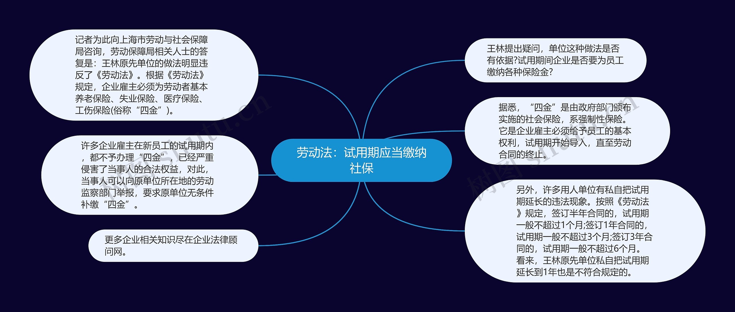 劳动法：试用期应当缴纳社保思维导图