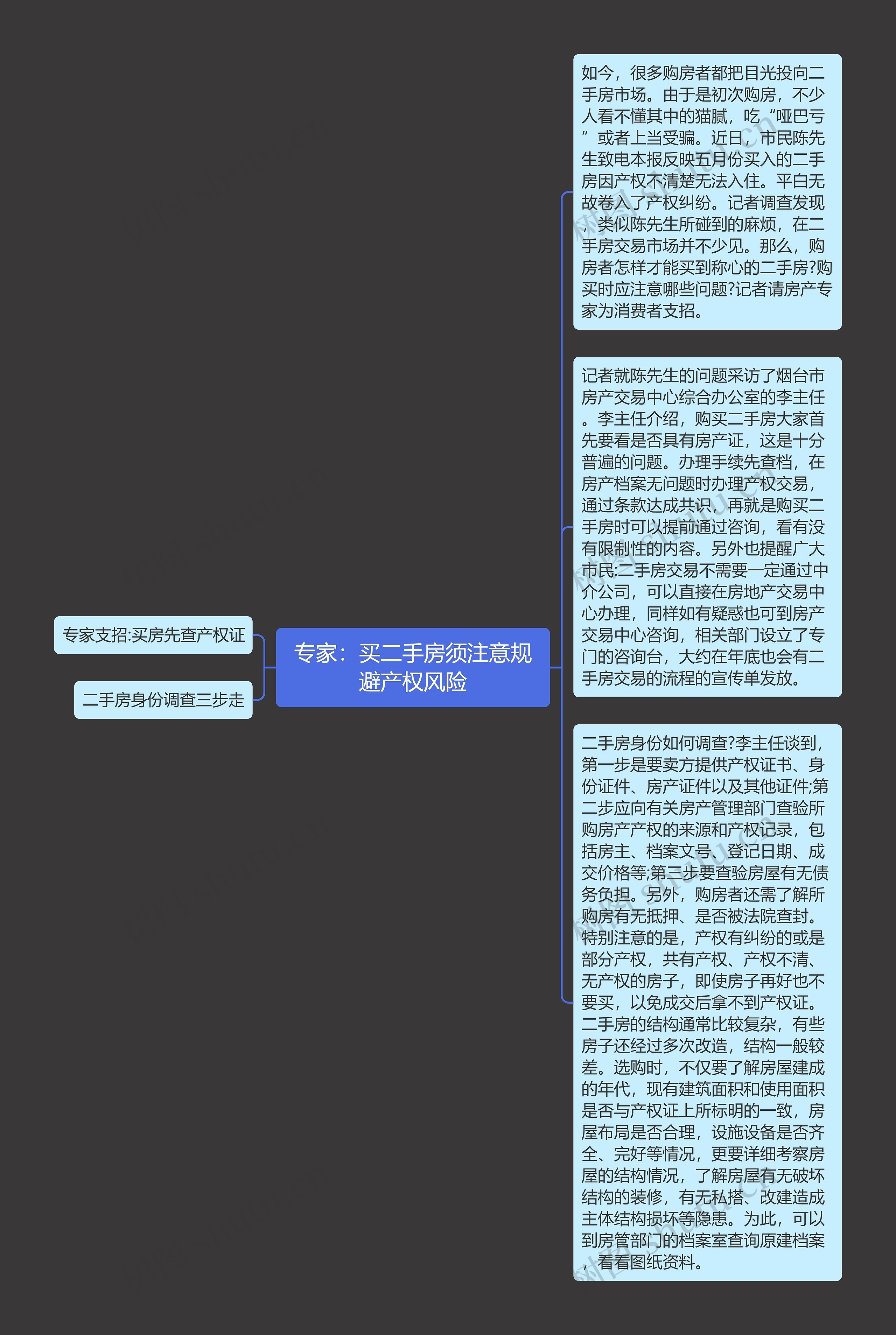 专家：买二手房须注意规避产权风险思维导图