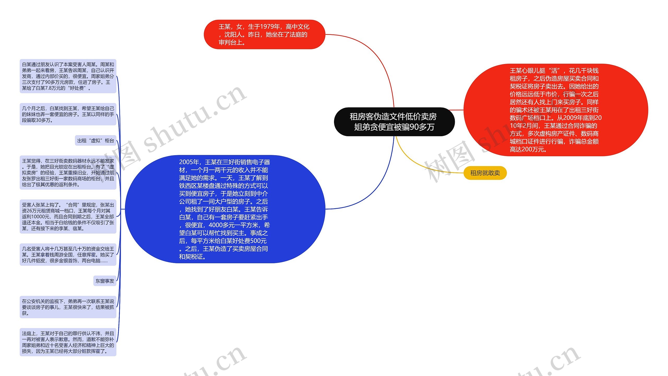 租房客伪造文件低价卖房 姐弟贪便宜被骗90多万思维导图