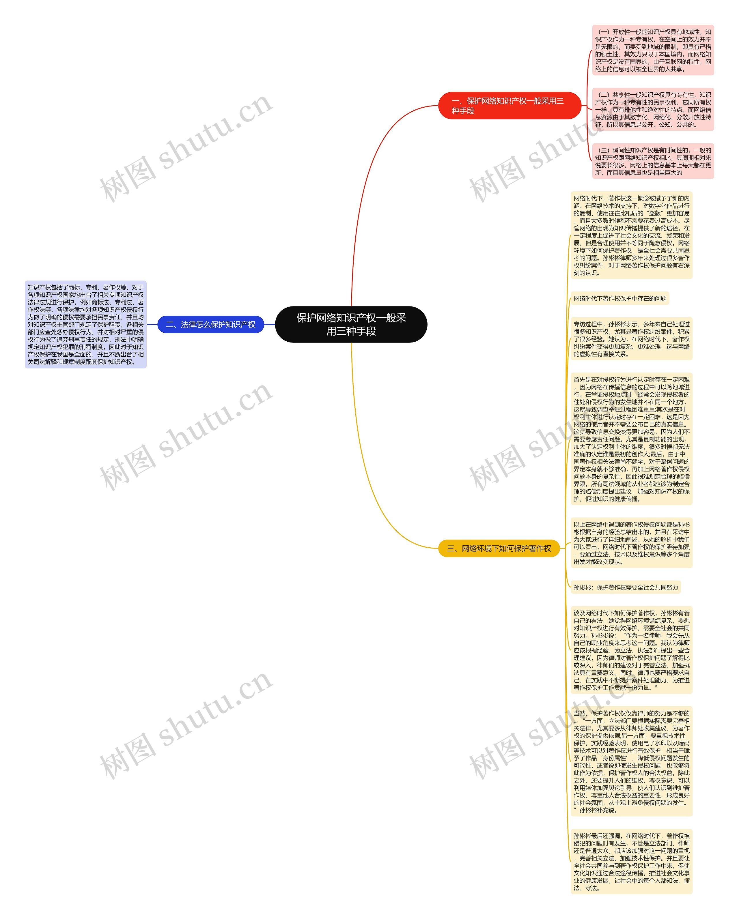 保护网络知识产权一般采用三种手段思维导图