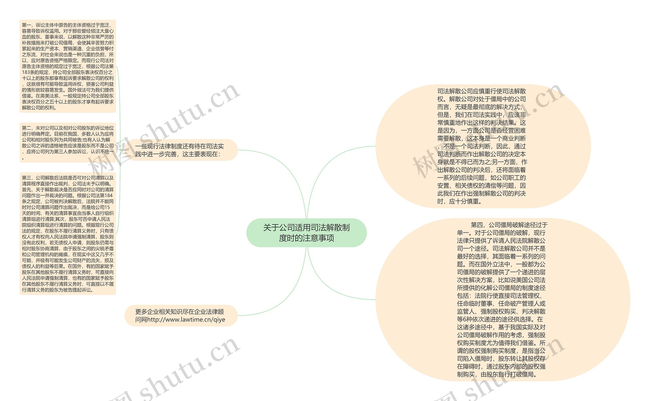 关于公司适用司法解散制度时的注意事项思维导图