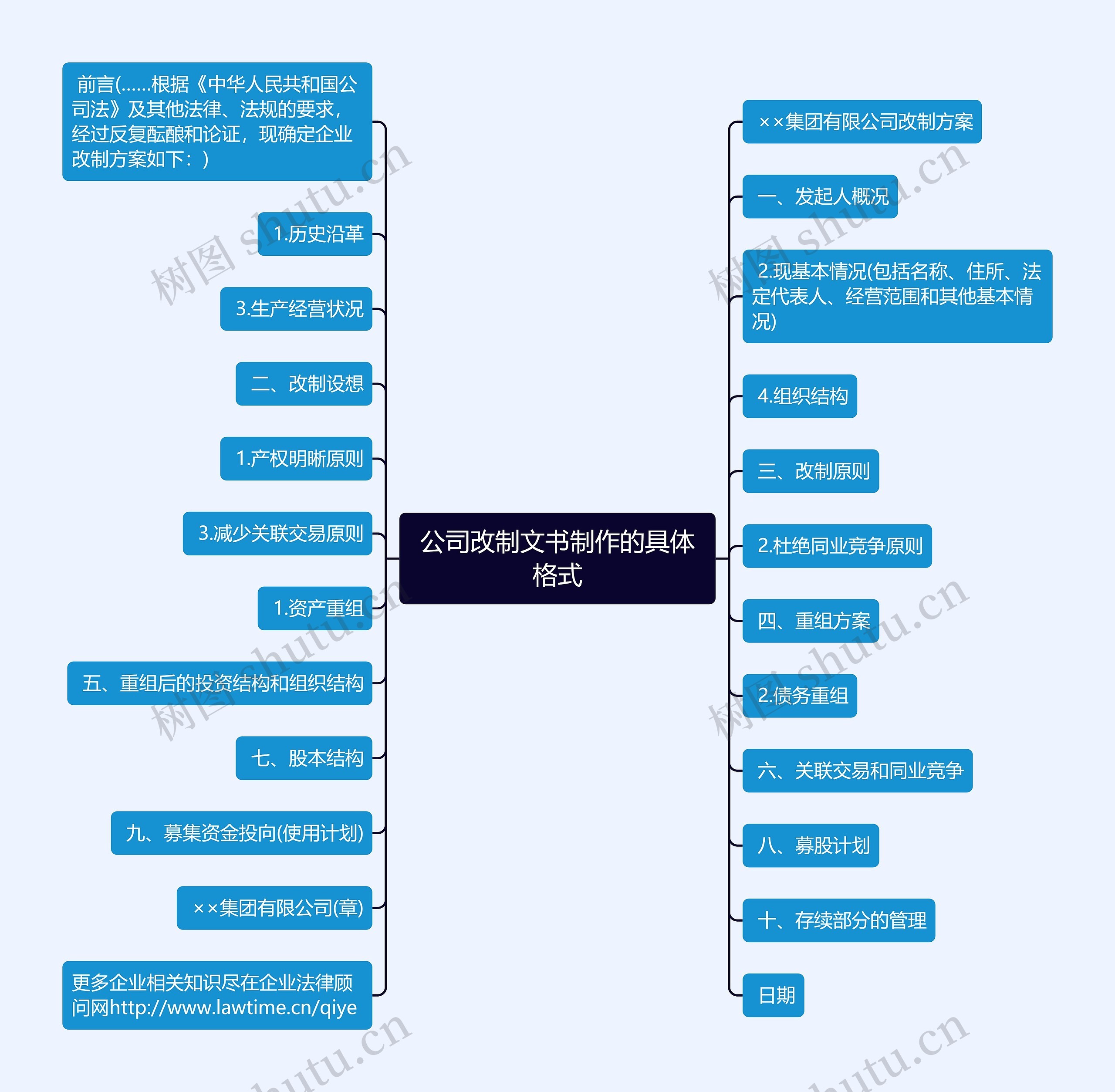 公司改制文书制作的具体格式思维导图