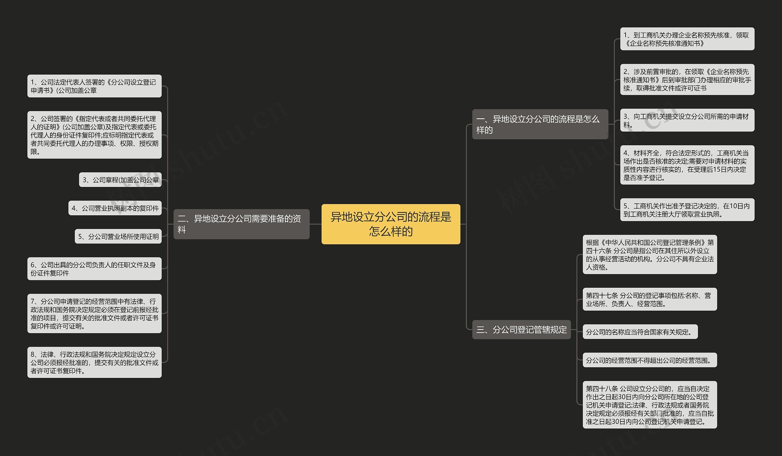 异地设立分公司的流程是怎么样的思维导图