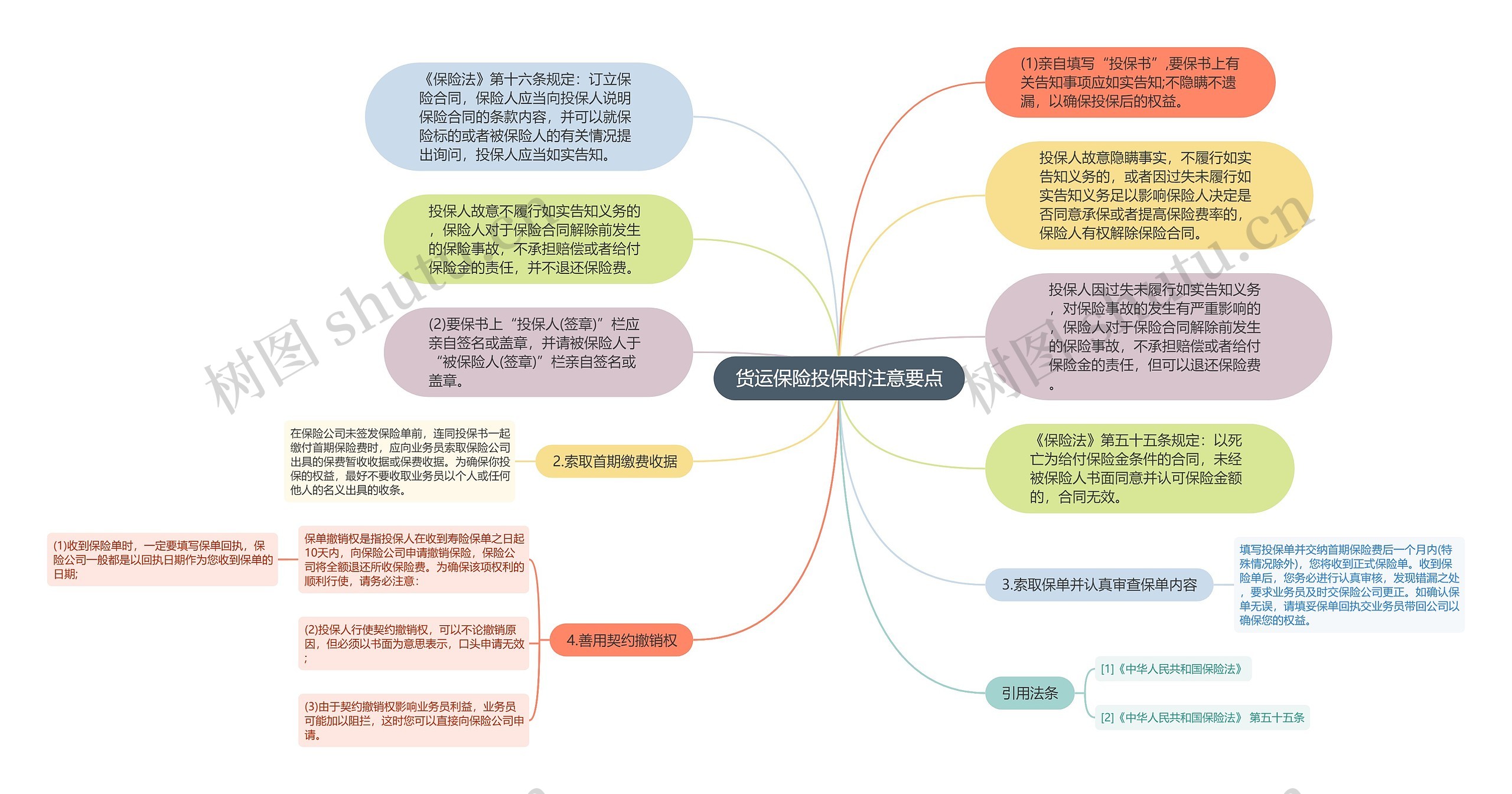 货运保险投保时注意要点思维导图