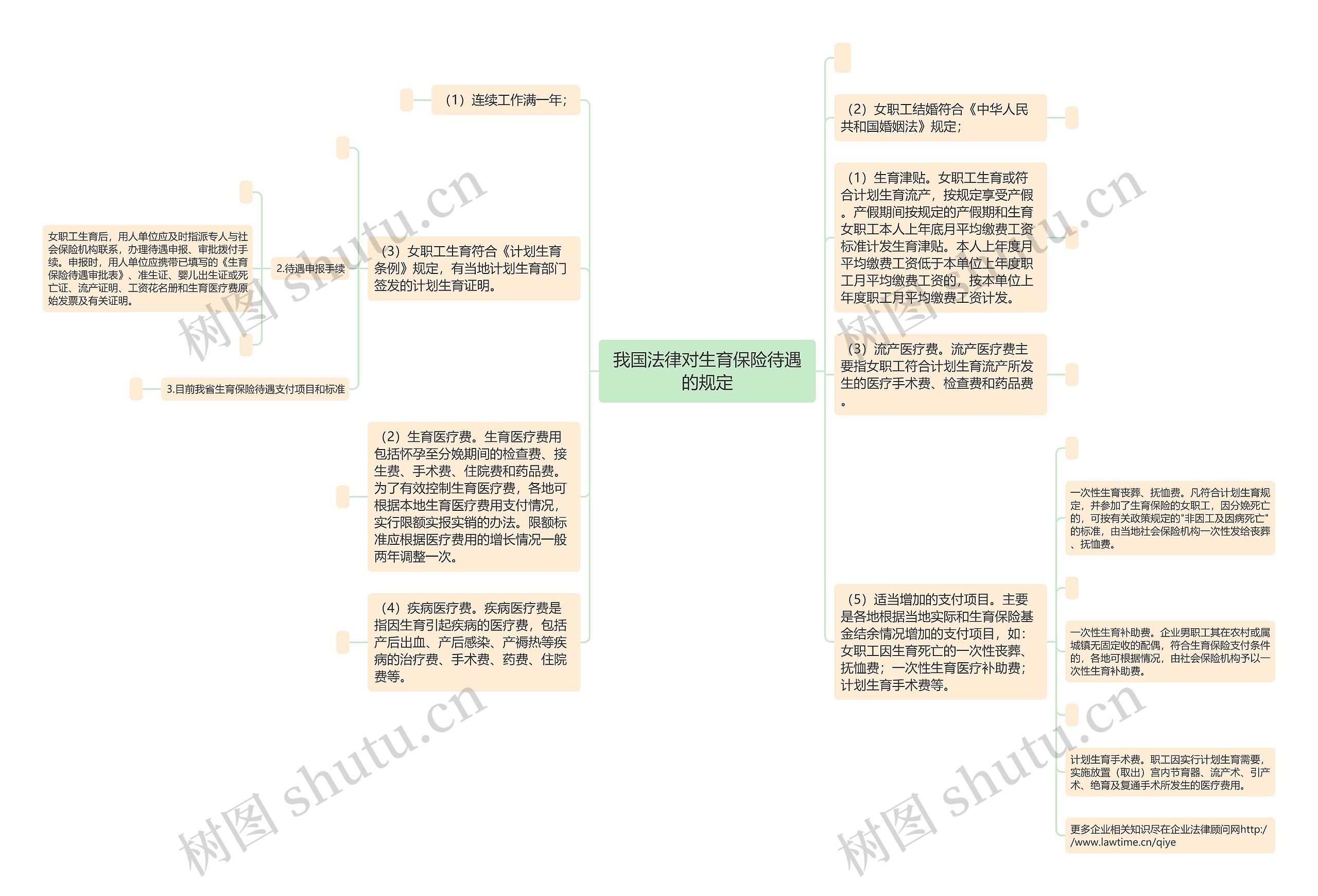 我国法律对生育保险待遇的规定思维导图