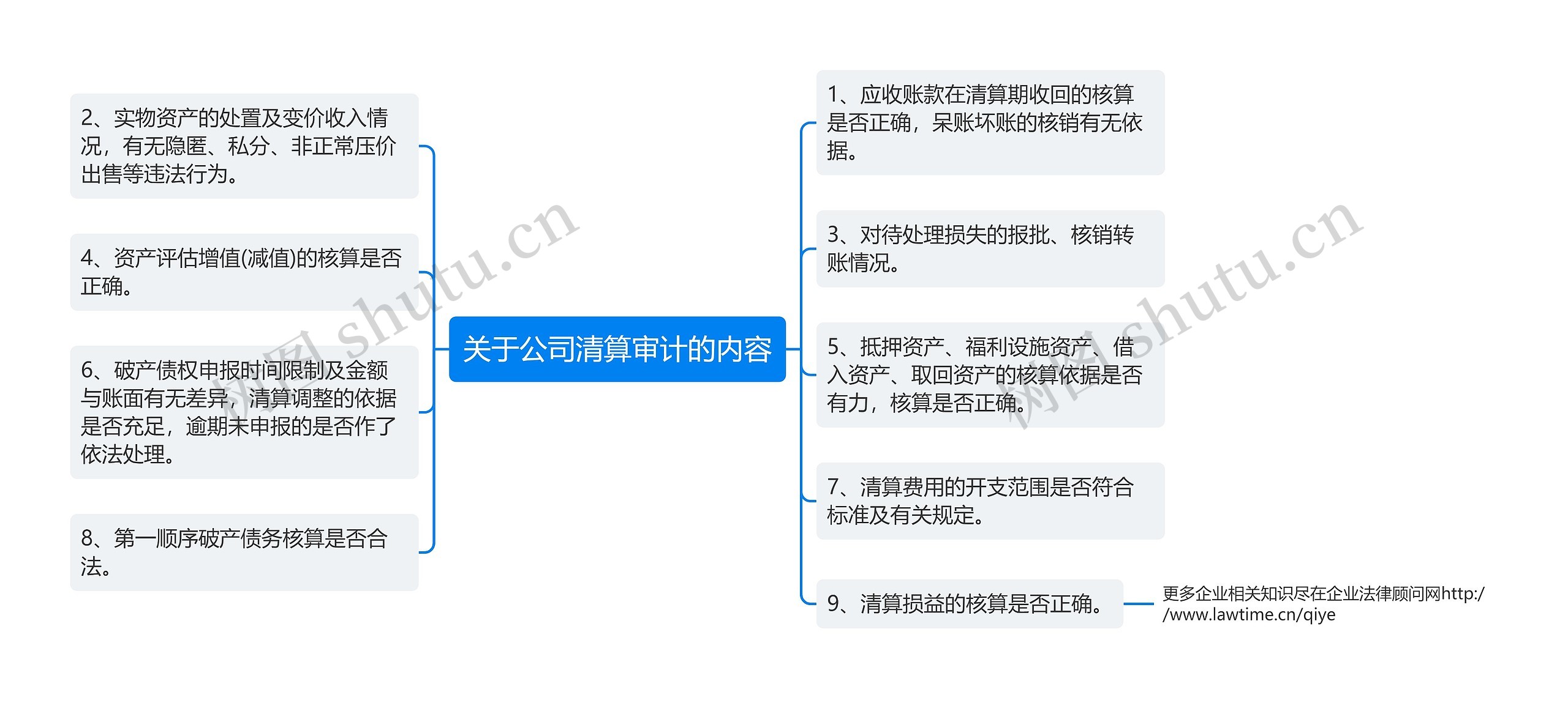 关于公司清算审计的内容思维导图