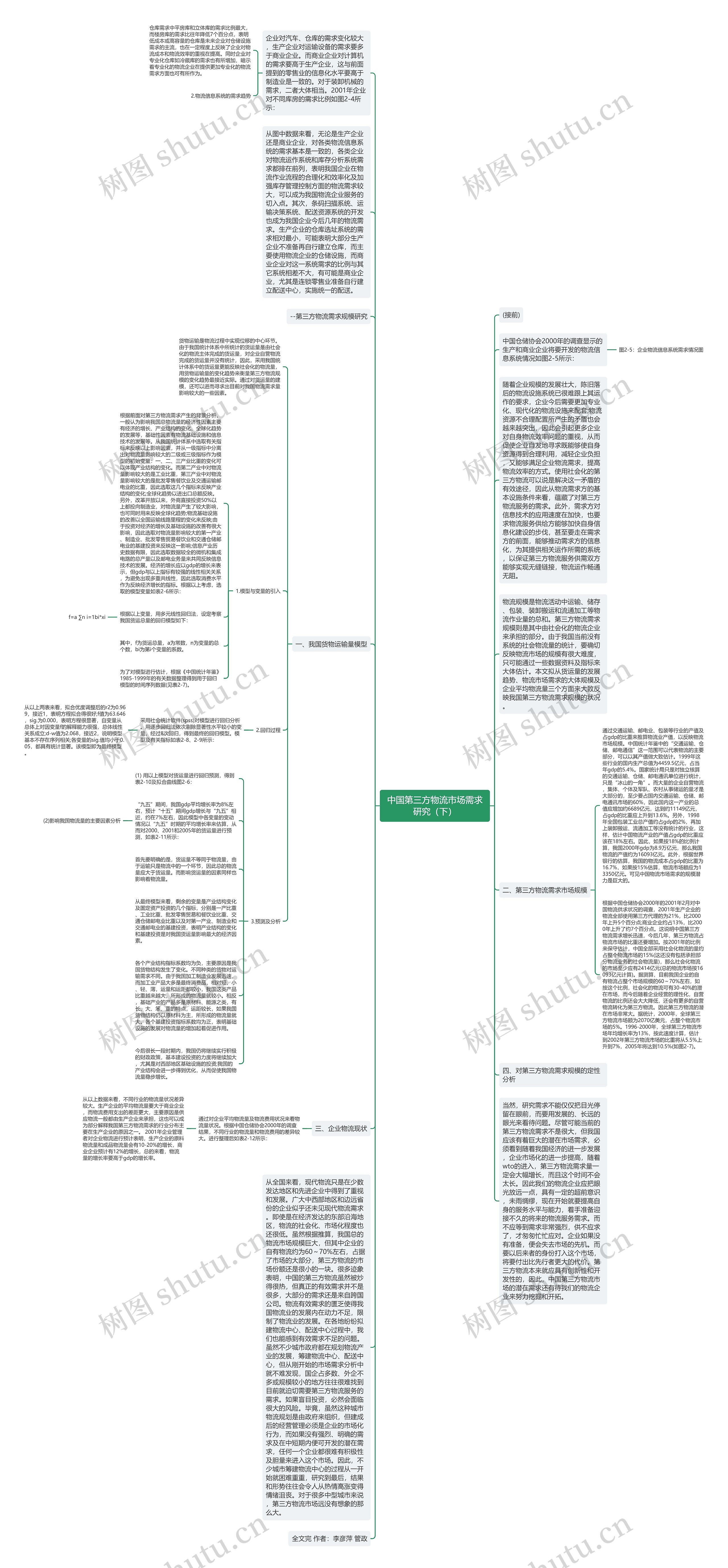 中国第三方物流市场需求研究（下）思维导图