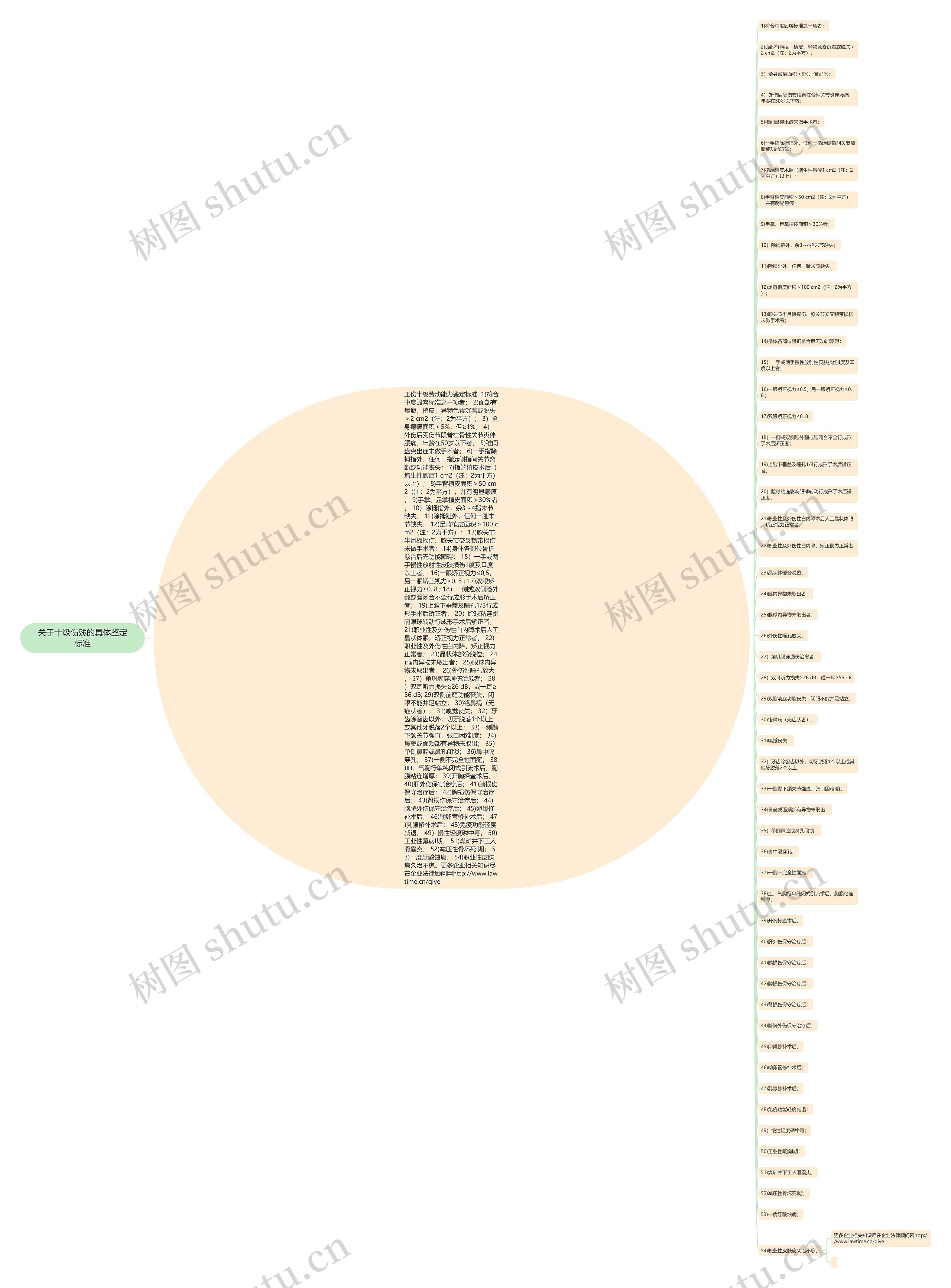 关于十级伤残的具体鉴定标准思维导图