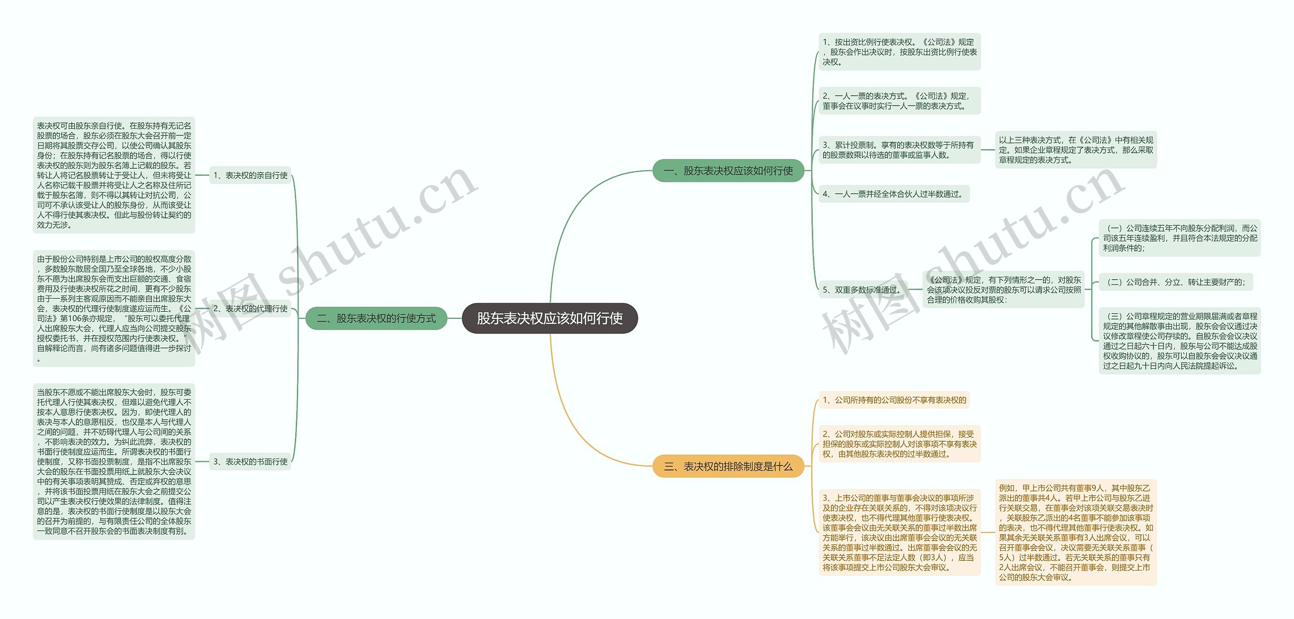 股东表决权应该如何行使思维导图