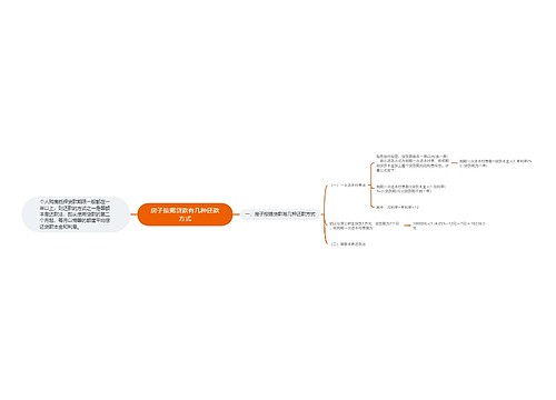 房子按揭贷款有几种还款方式