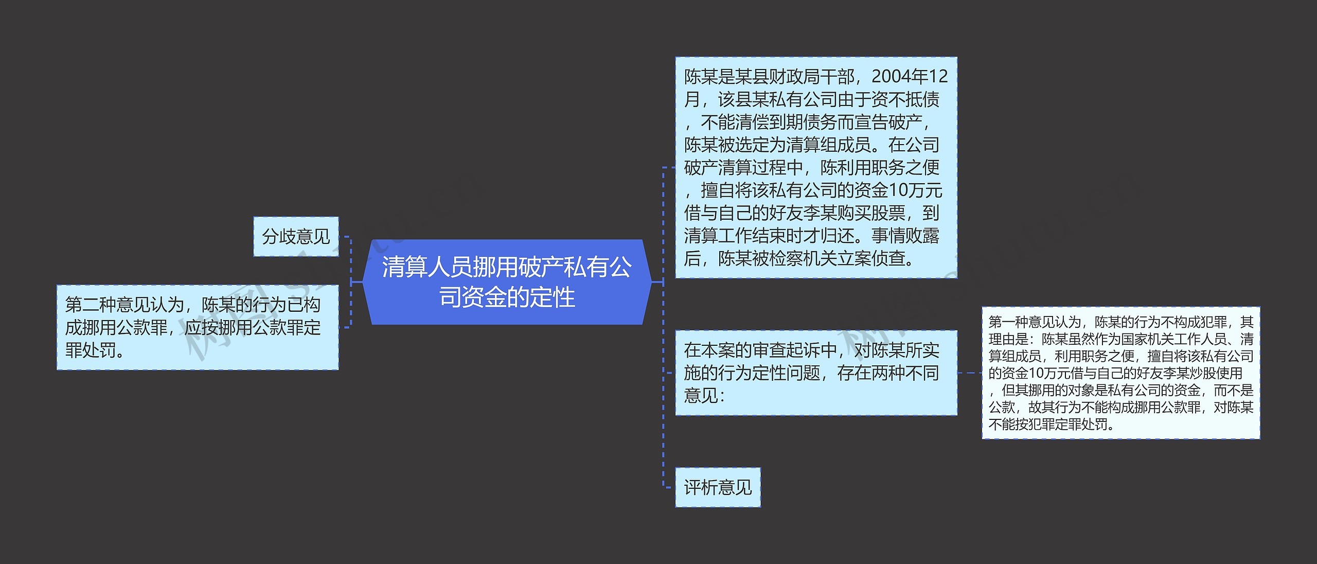 清算人员挪用破产私有公司资金的定性思维导图