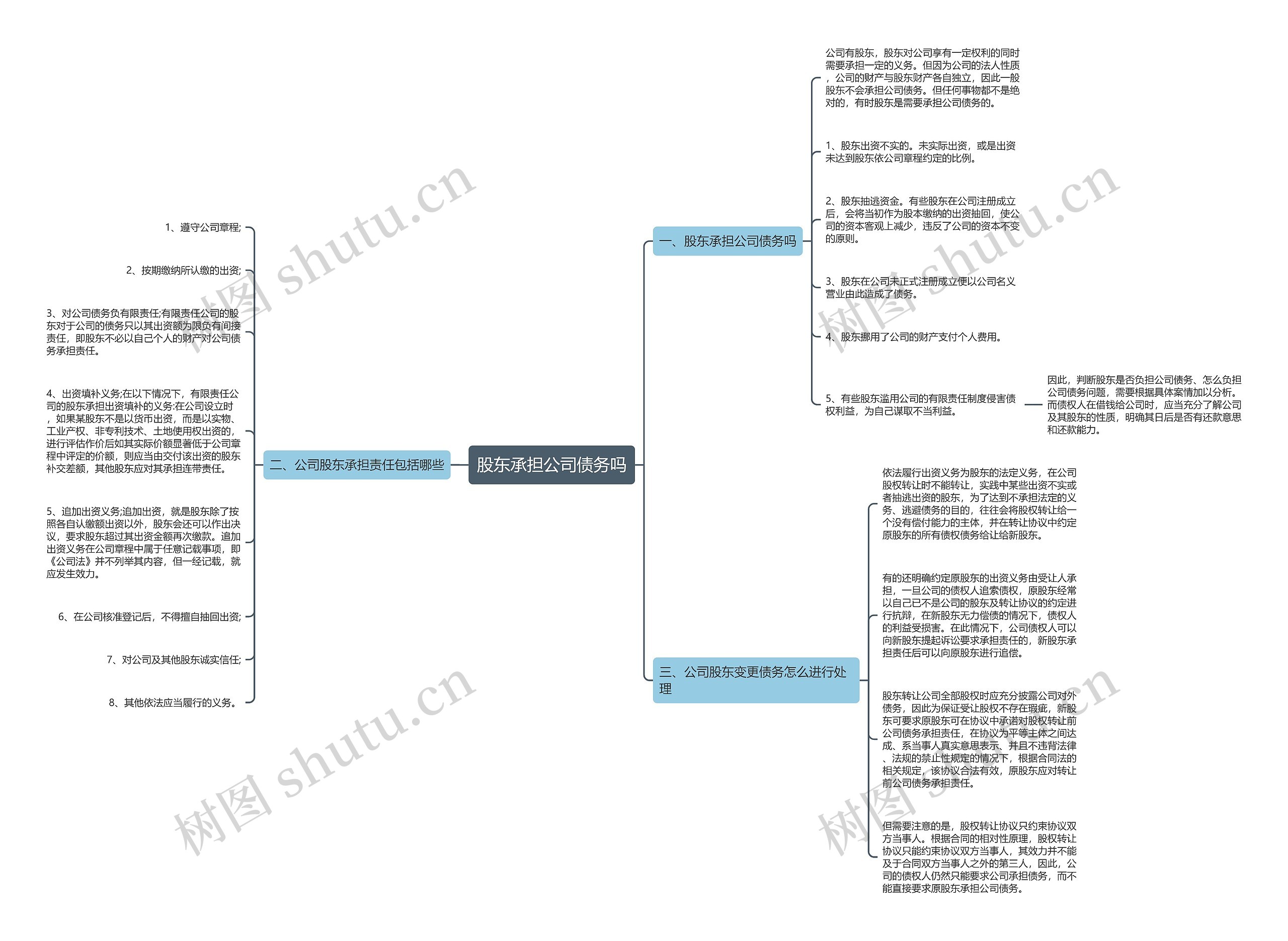 股东承担公司债务吗思维导图