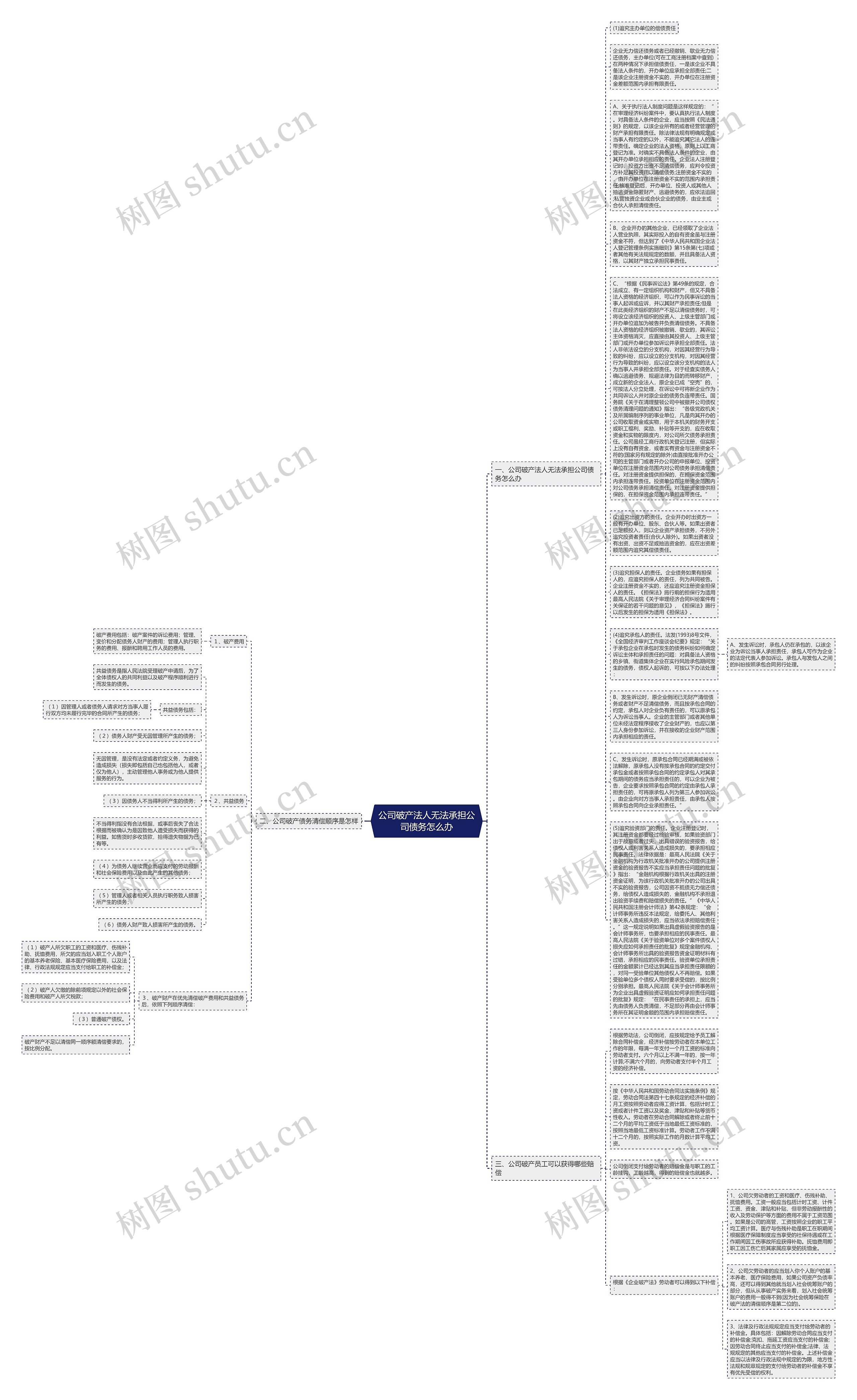 公司破产法人无法承担公司债务怎么办思维导图