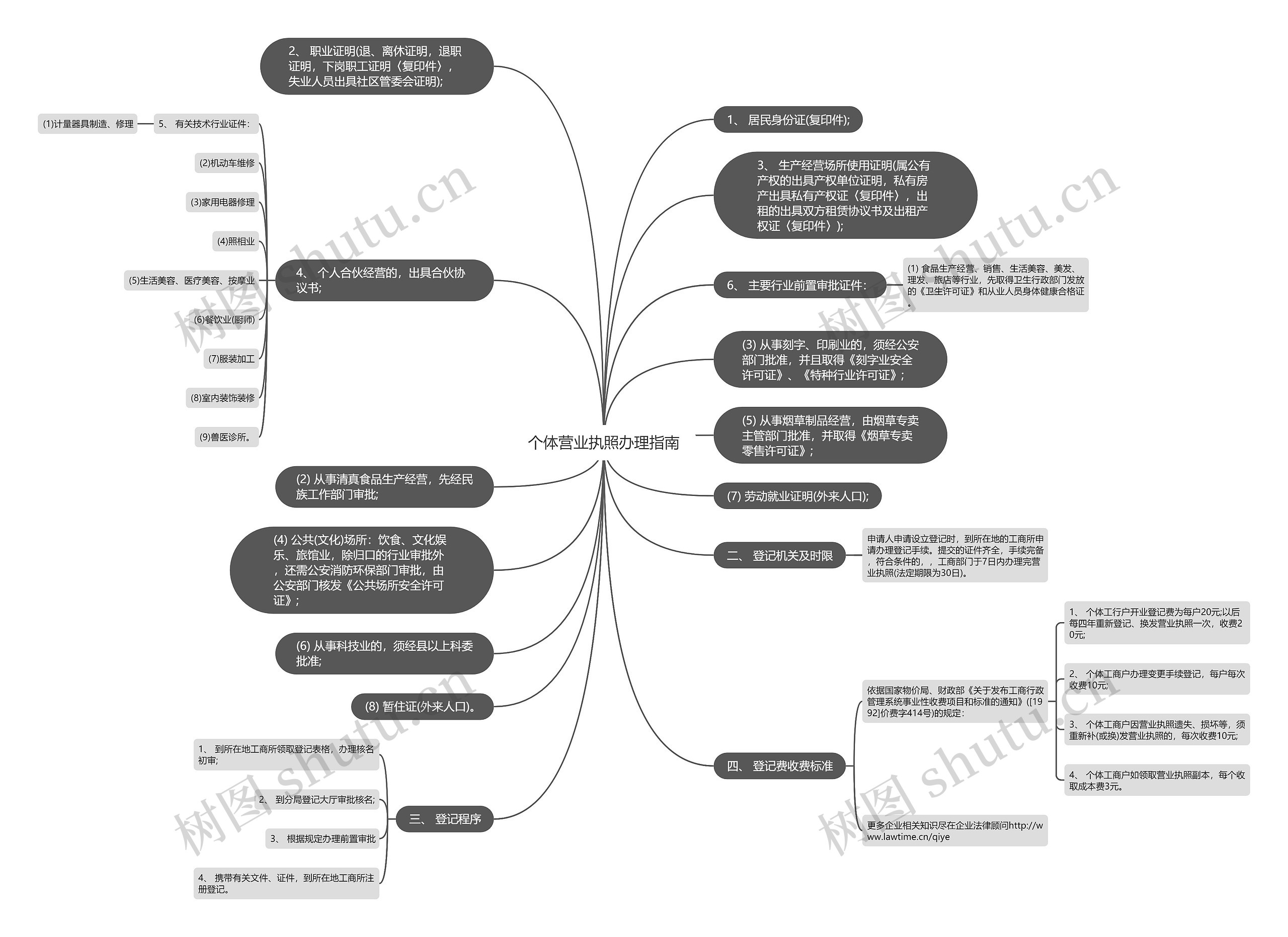 个体营业执照办理指南思维导图