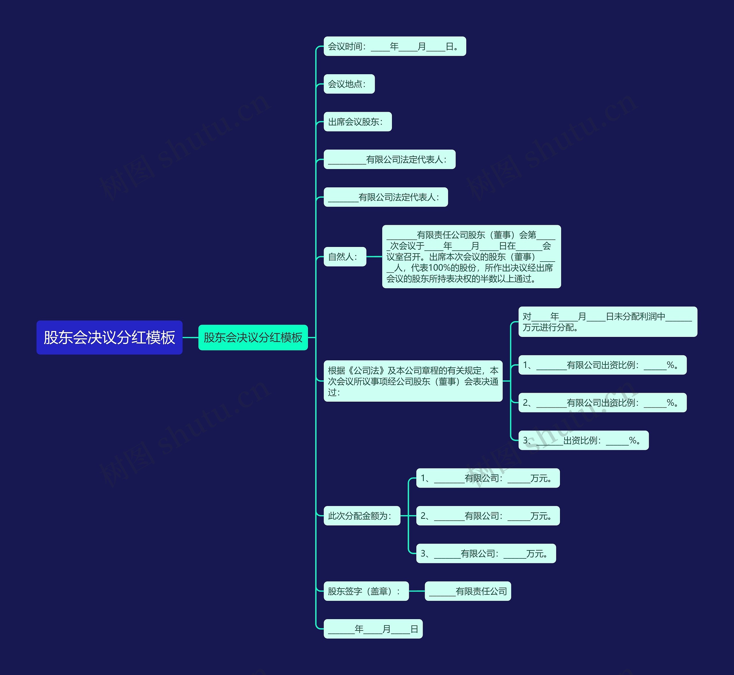 股东会决议分红思维导图