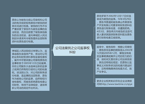 公司法案例之公司监事权纠纷