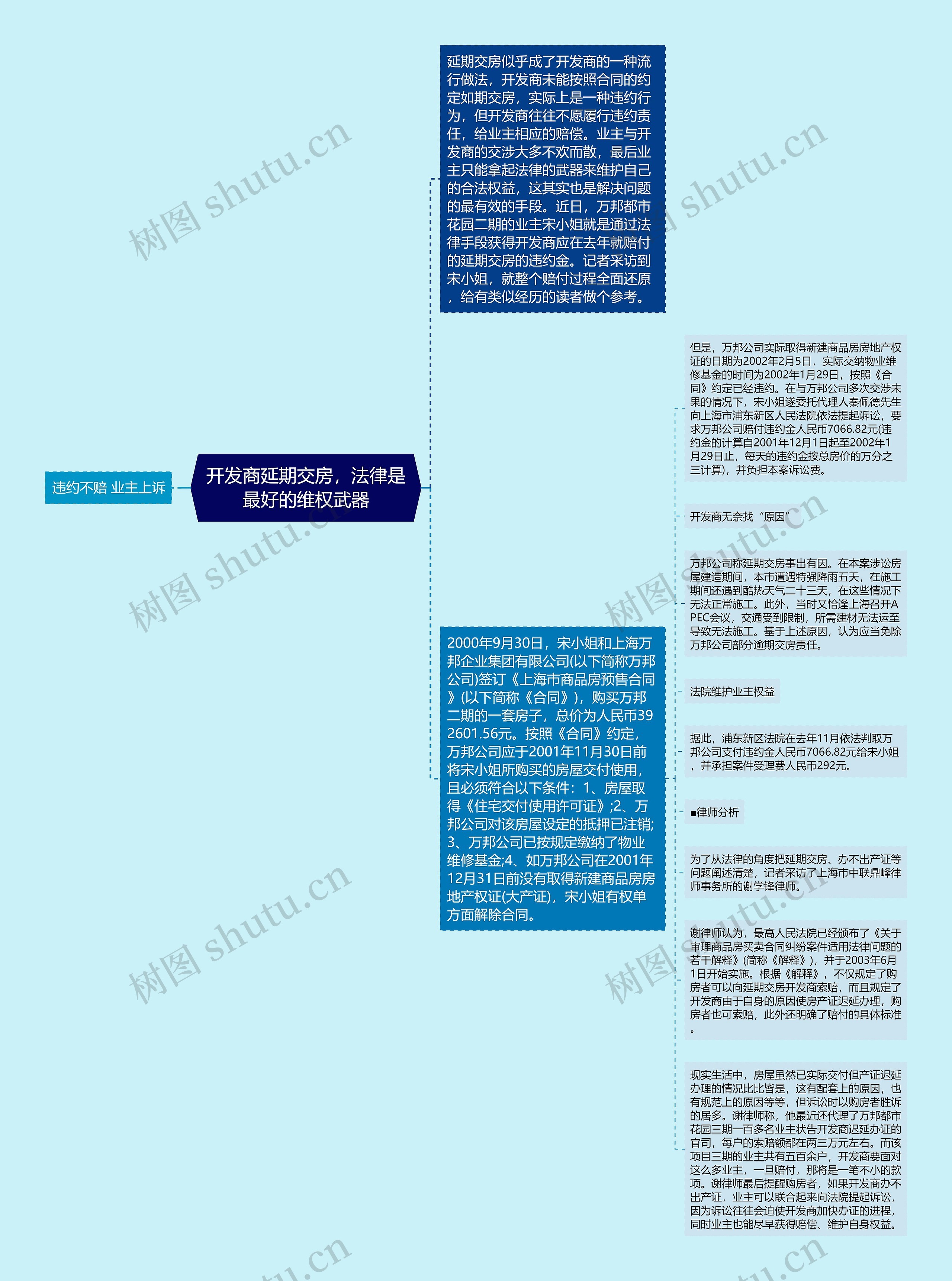 开发商延期交房，法律是最好的维权武器思维导图