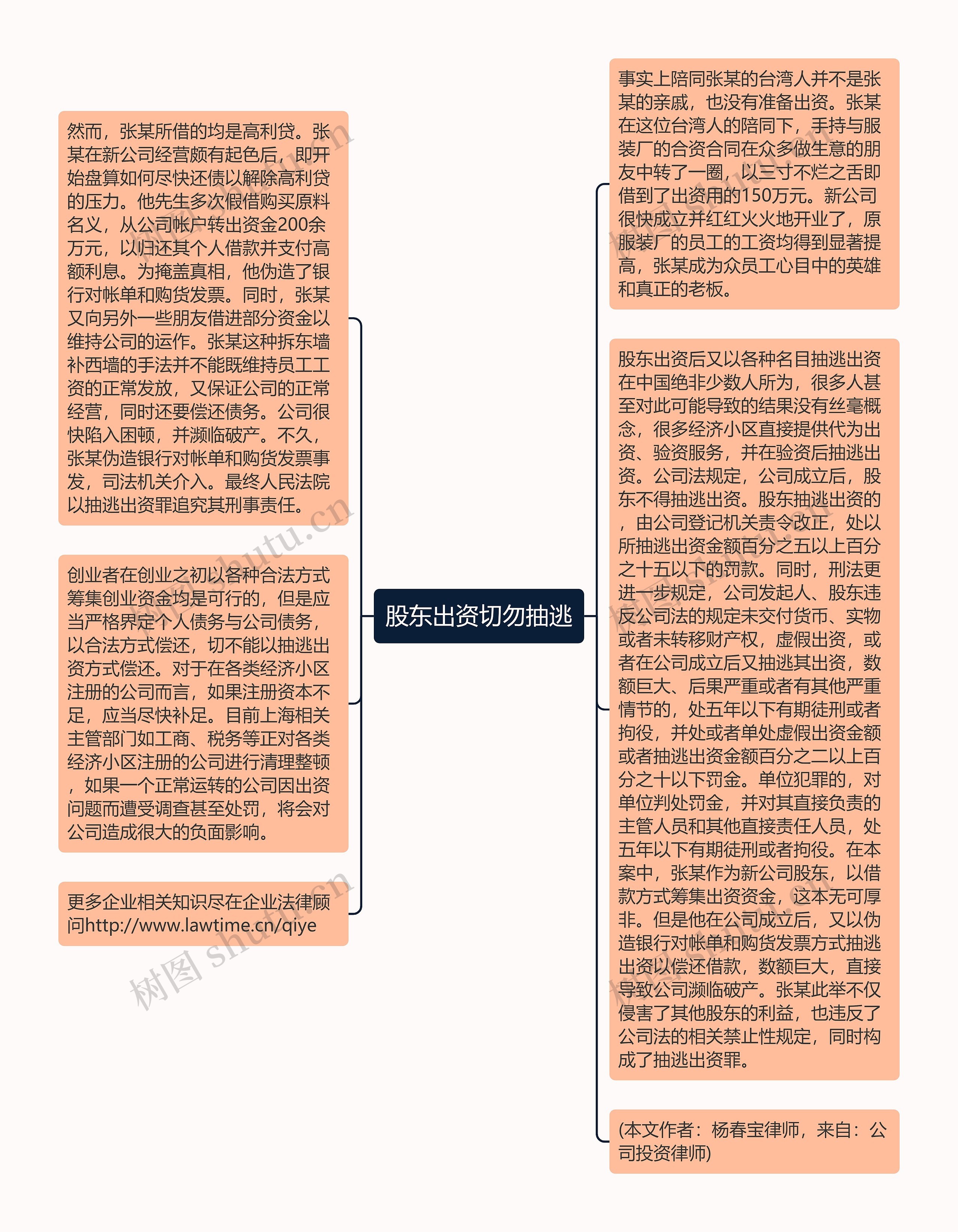 股东出资切勿抽逃思维导图