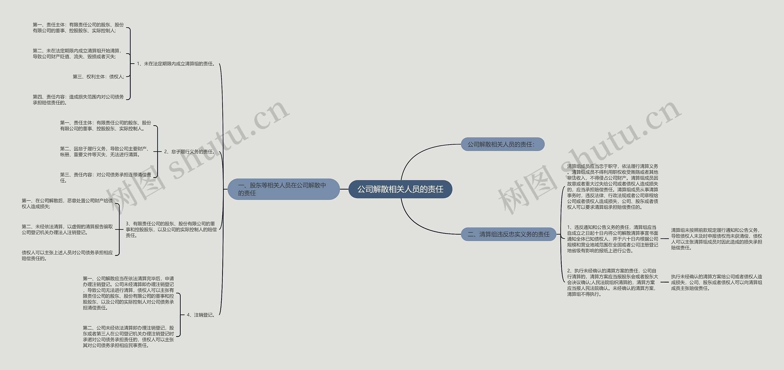 公司解散相关人员的责任思维导图